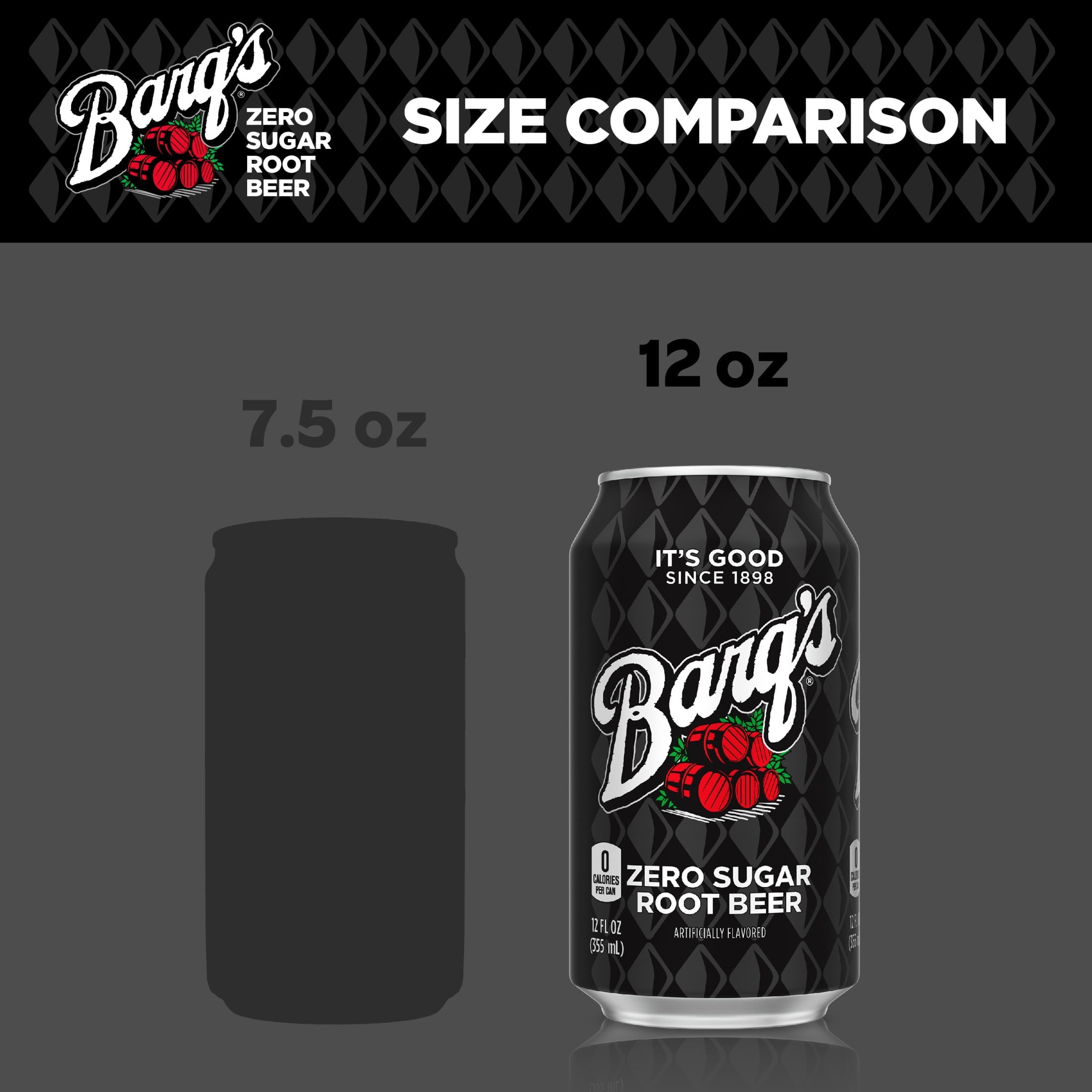 Barq's Zero Sugar Root Beer Soda Pop Fridge Pack Cans, 12 fl oz, 12 Pack