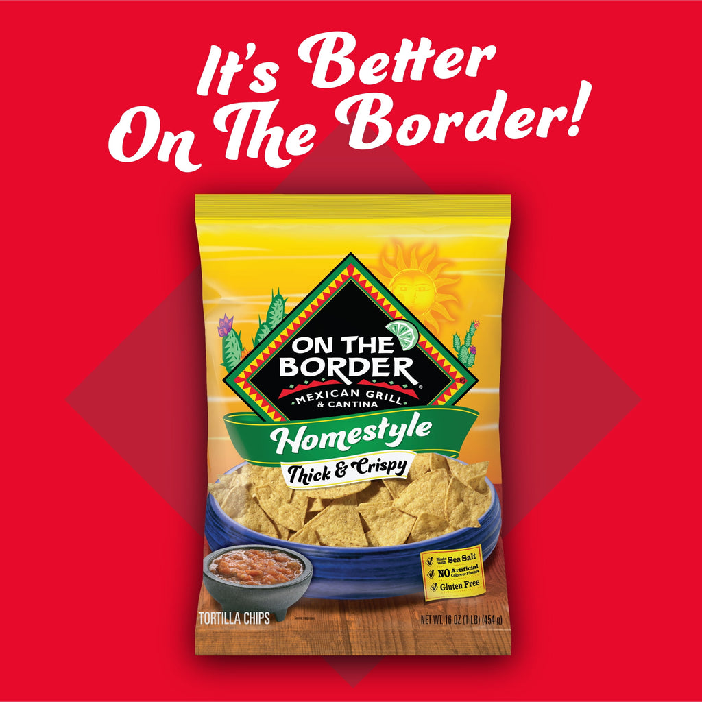 On The Border Homestyle Thick & Crispy Tortilla Chips, Gluten-Free, 16 oz Bag
