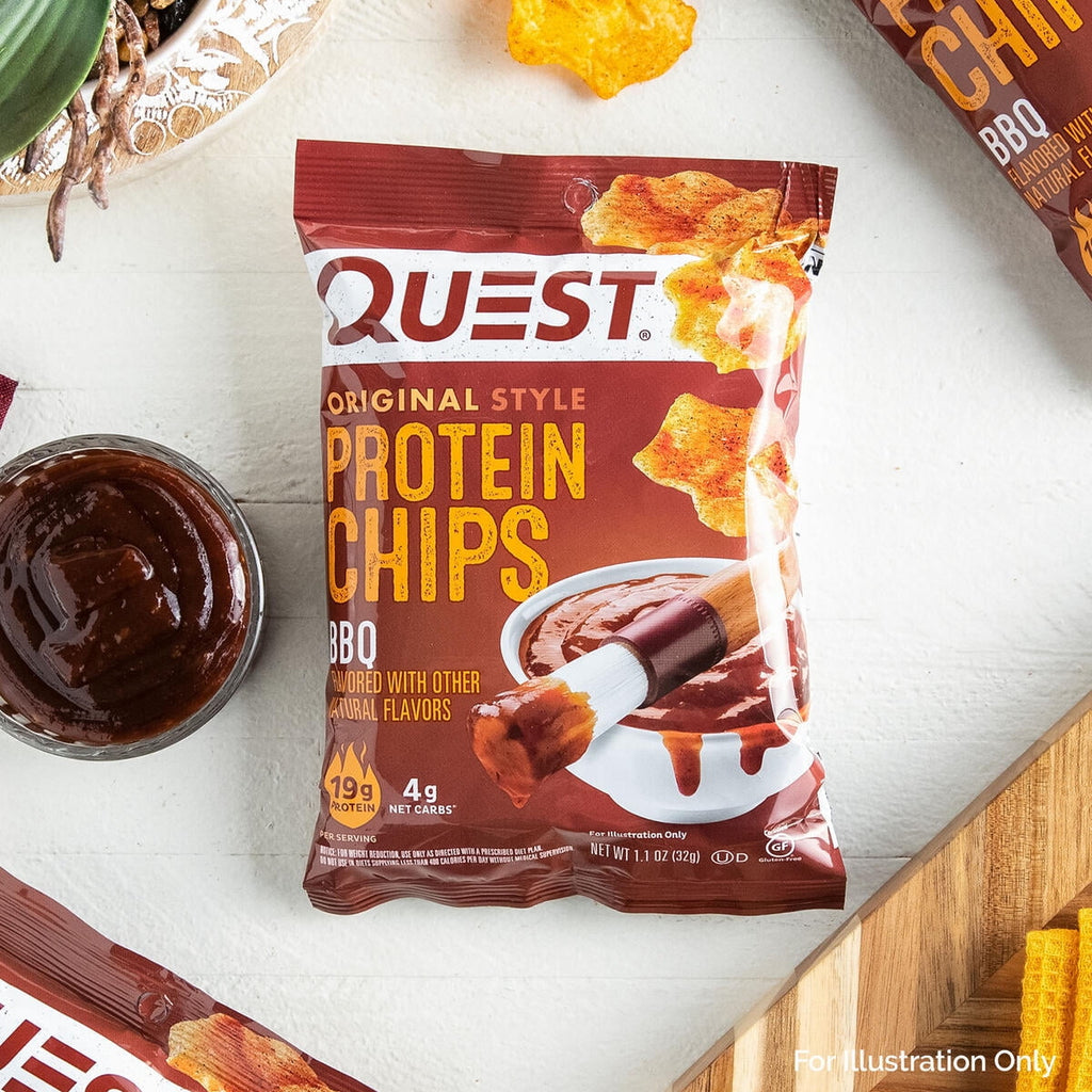 Quest Original Style Protein Chips, BBQ Flavor, Gluten Free, 1.1 oz, 4 Count