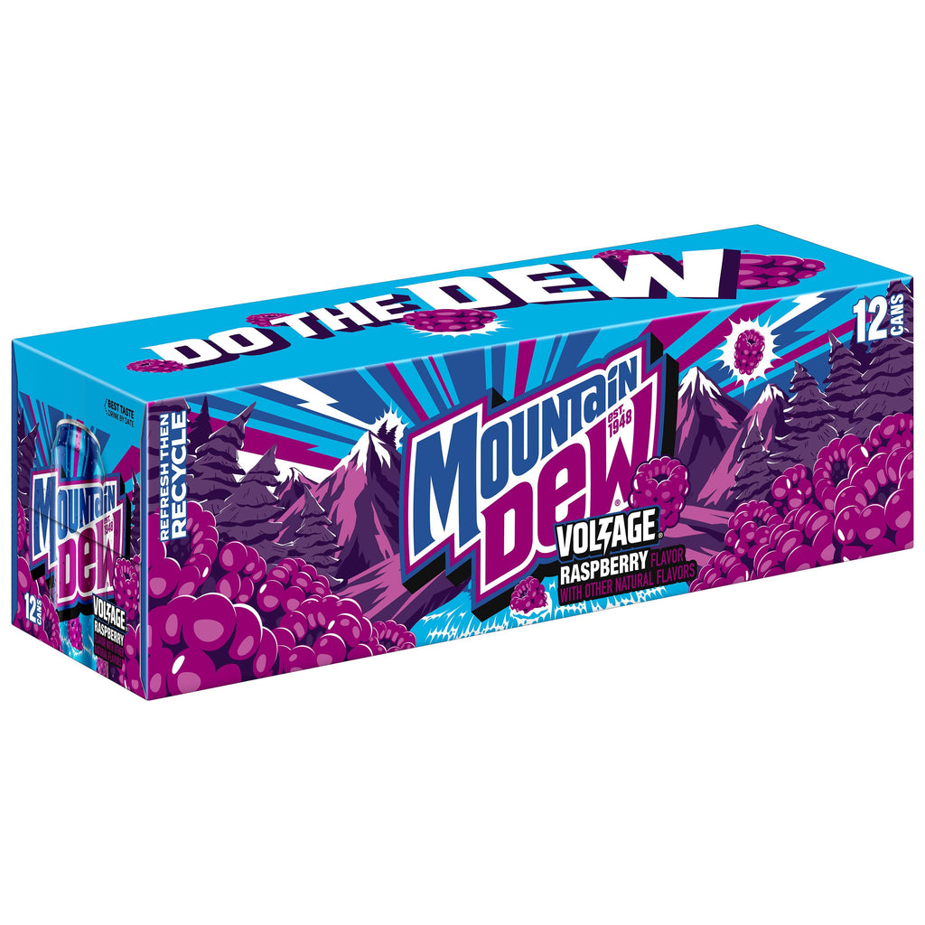 Mountain Dew Voltage Raspberry Citrus Flavor and Ginseng Soda, 12 fl oz, 12 Count