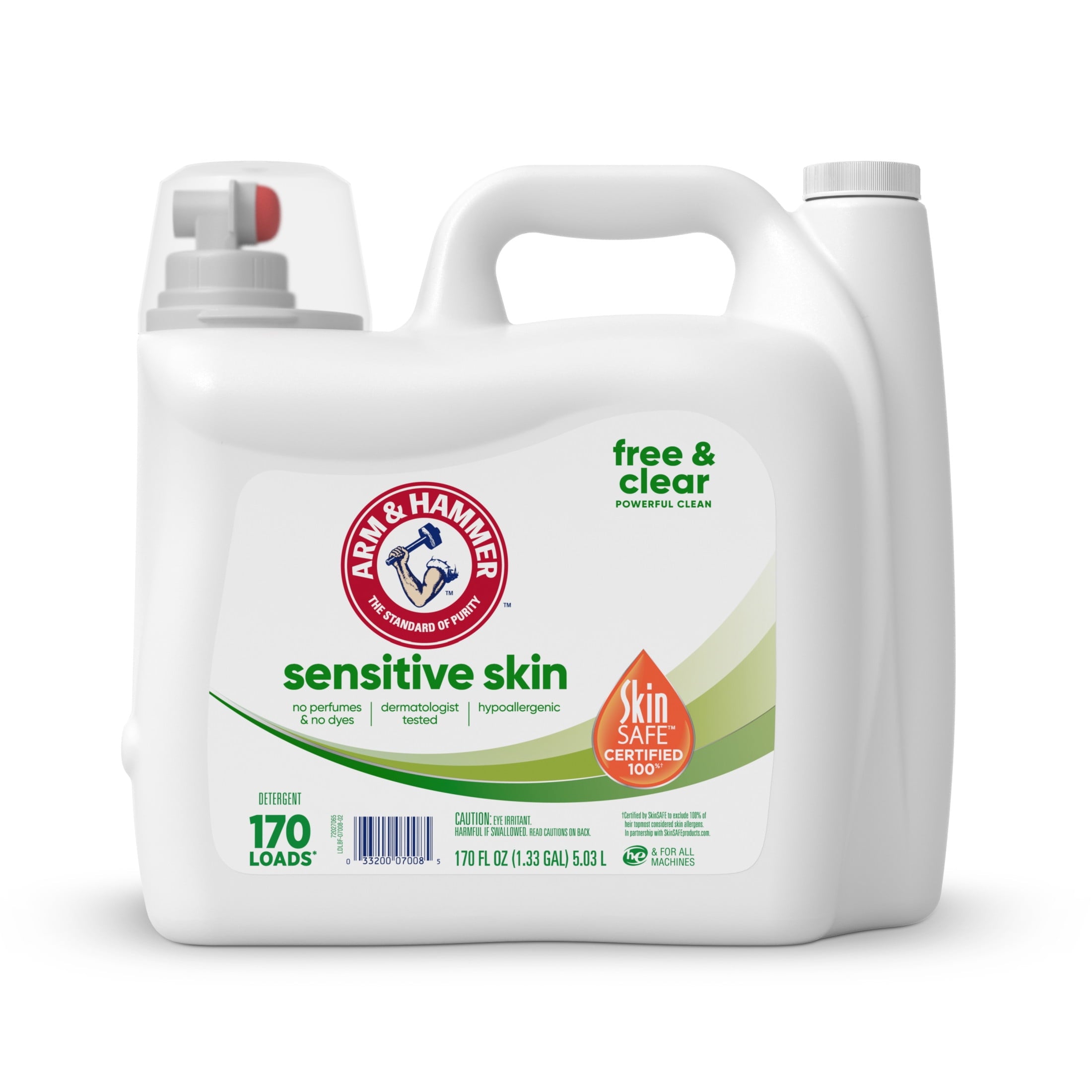 ARM & HAMMER Sensitive Skin Free & Clear Liquid Laundry Detergent Soap, 170 fl oz, 170 Loads