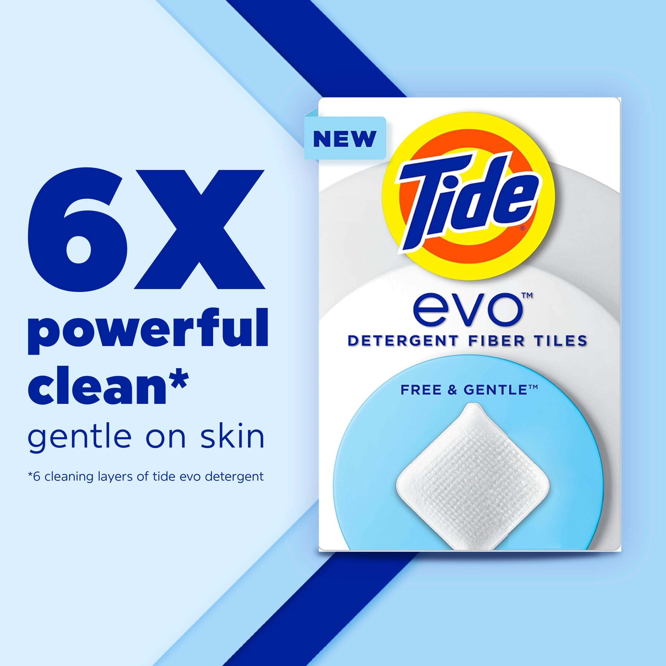 Tide evo Laundry Detergent Tiles, Free & Gentle, Hypoallergenic, Unscented, 40 Count