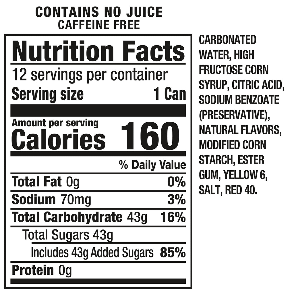 Crush Caffeine Free Orange Soda Pop, 12 fl oz, 12 Pack Cans