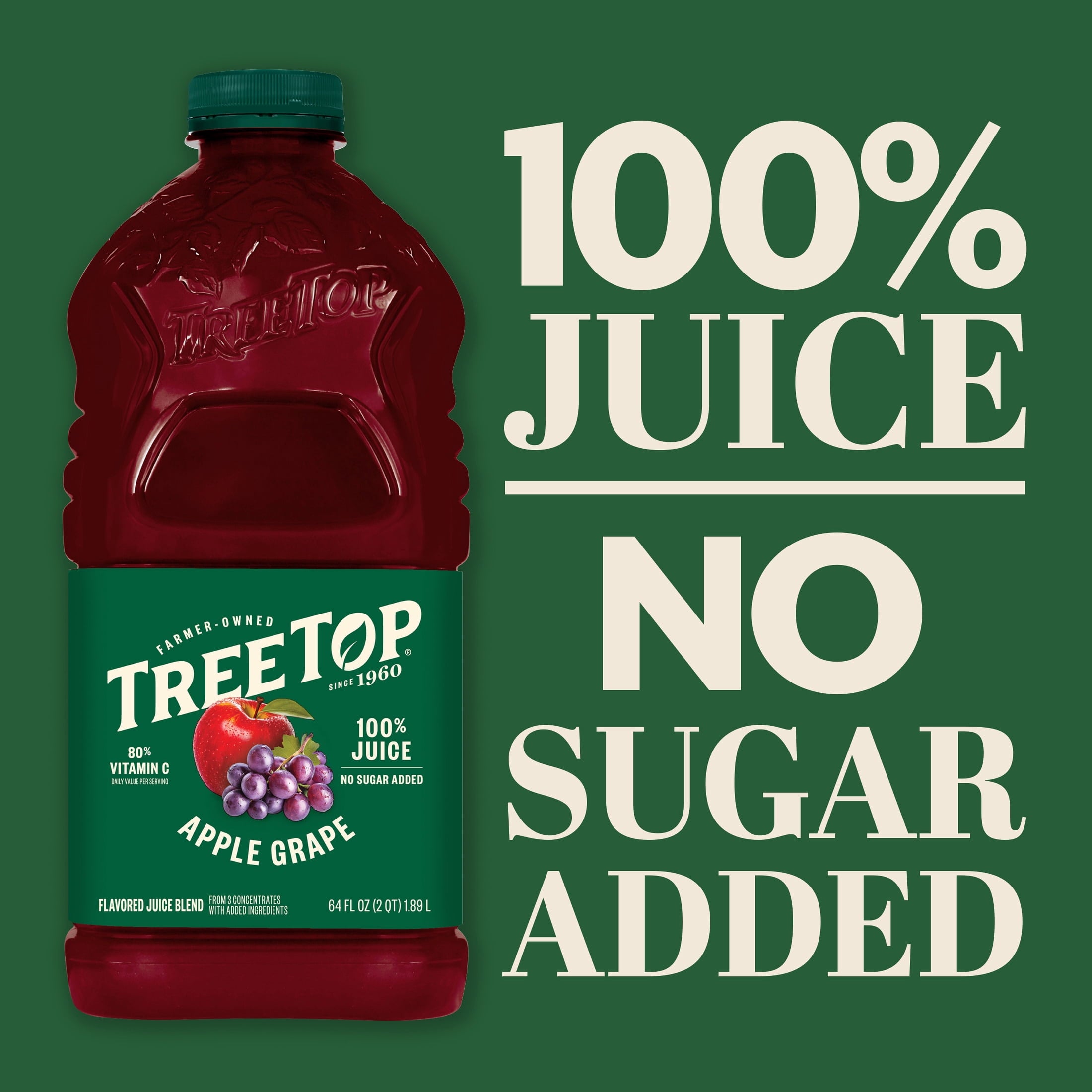 Tree Top 100% Juice Apple Grape, No Sugar Added, 64 fl Oz