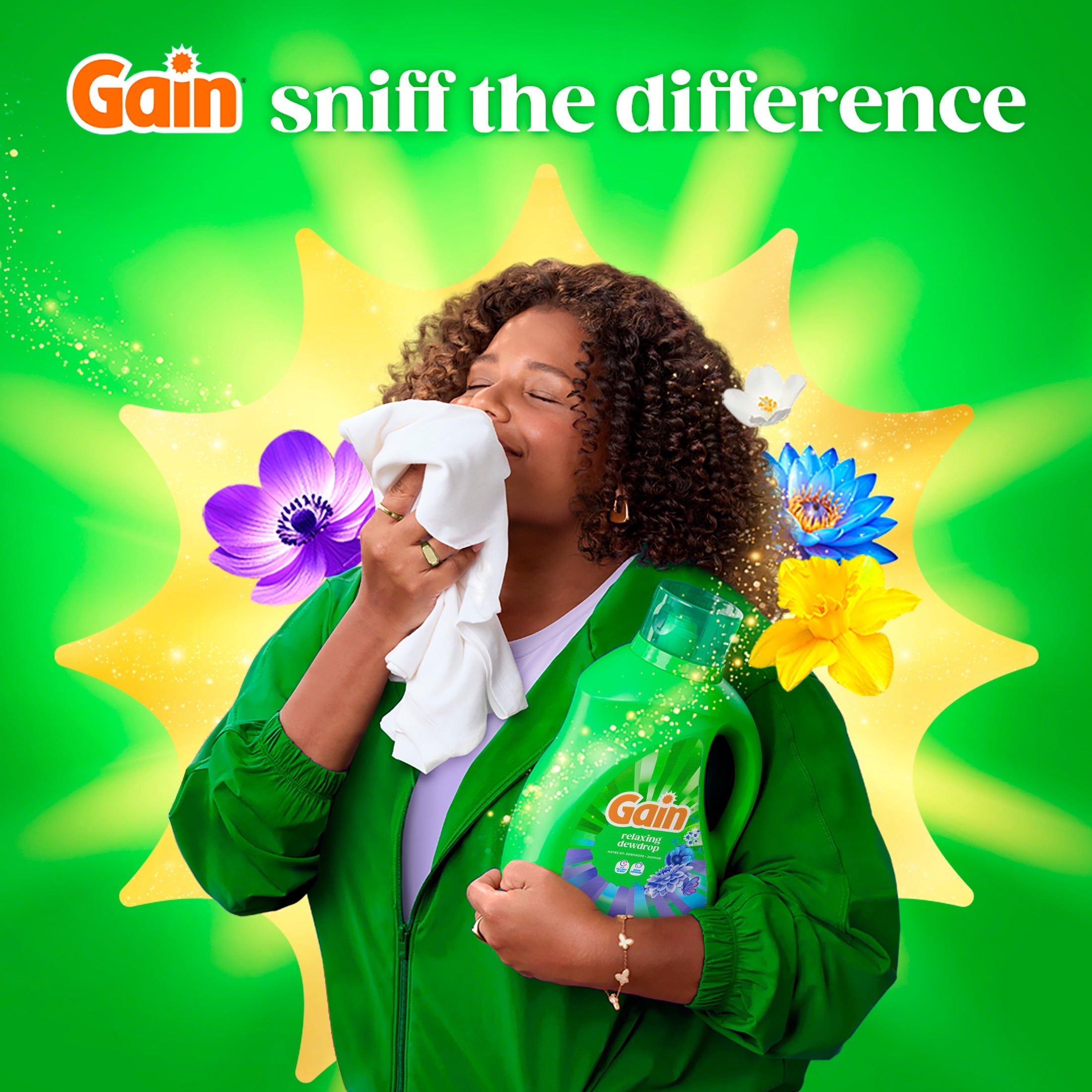 Gain Laundry Detergent Liquid, Now with Odor Defense, Relaxing Dewdrop Scent, 132 fl oz, 100 Loads