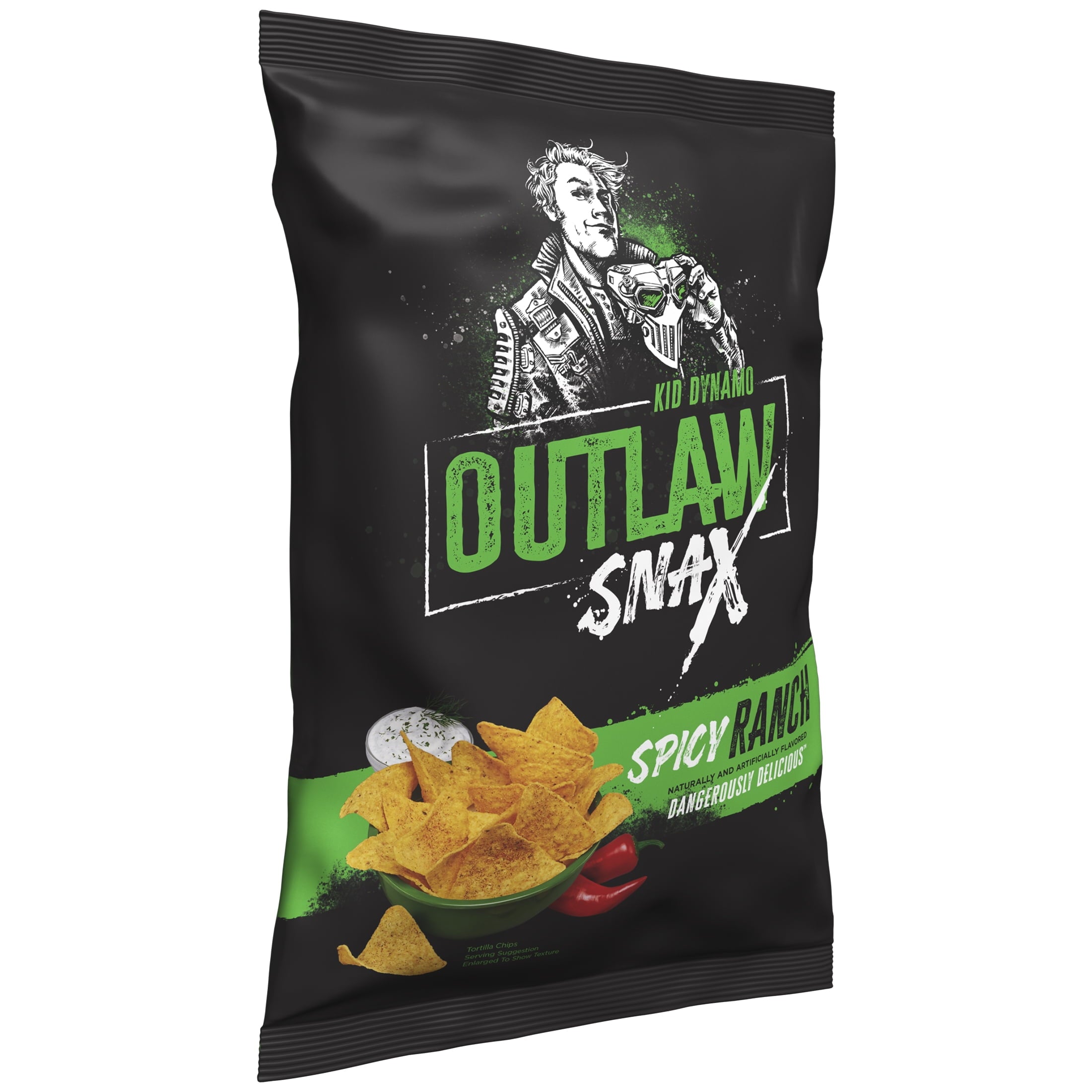 Outlaw Snax Spicy Ranch Flavored Tortilla Chips 10oz Family Size Bag