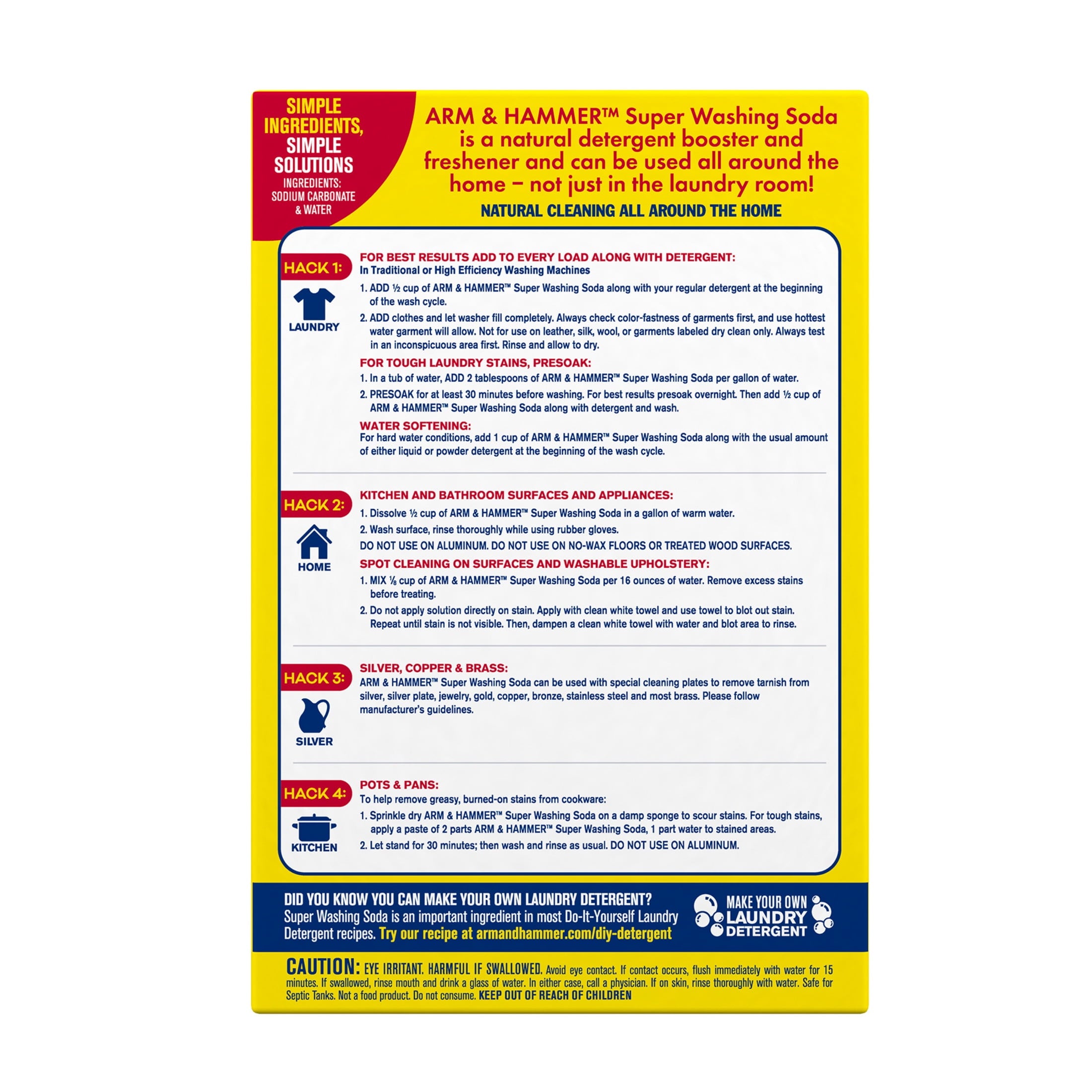 ARM & HAMMER Super Washing Soda Powder Laundry Detergent Booster & Household Cleaner, 55 oz
