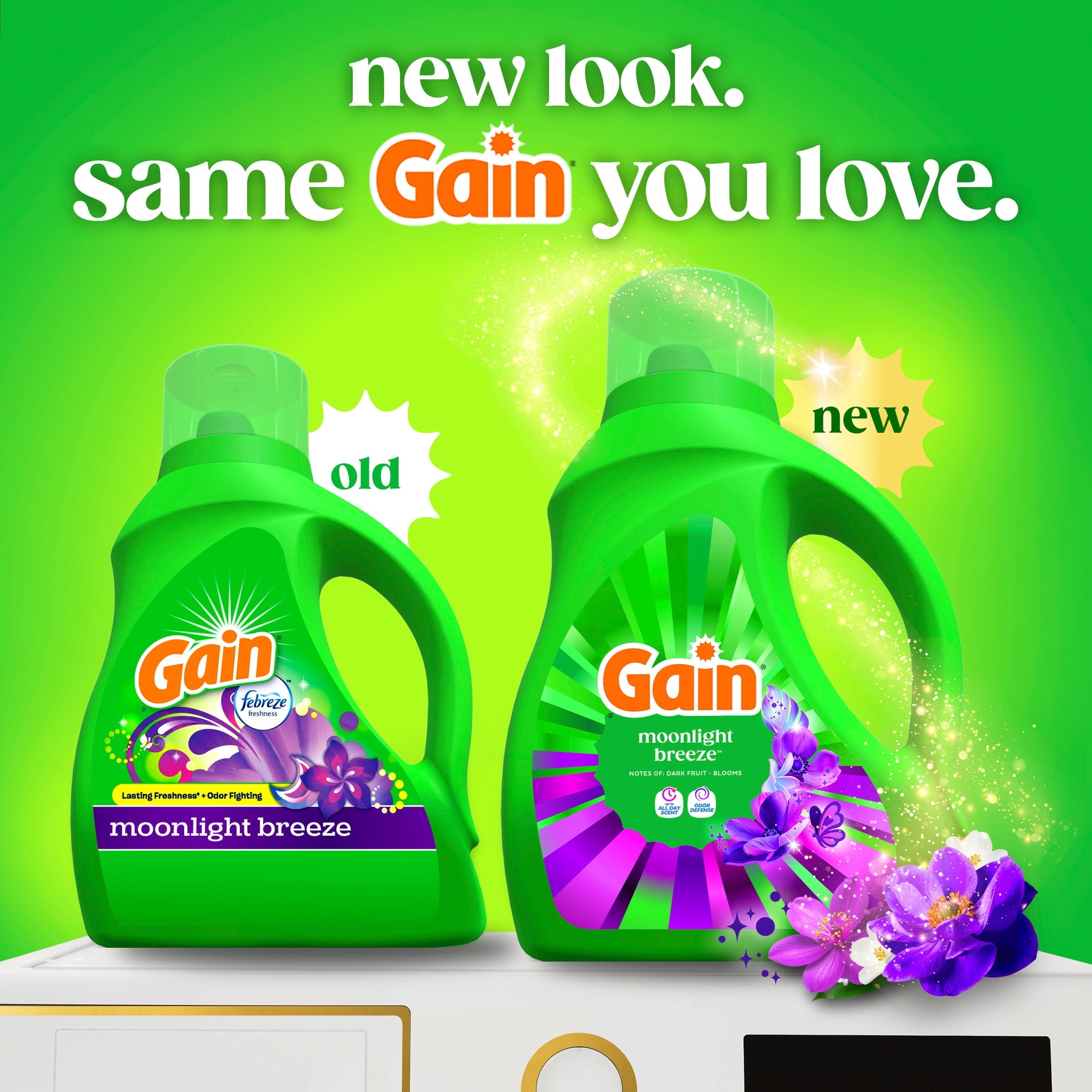 Gain Laundry Detergent Liquid, Now with Odor Defense, Moonlight Breeze Scent, 39 fl oz, 29 Loads