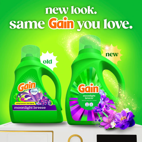 Gain Laundry Detergent Liquid, Now with Odor Defense, Moonlight Breeze Scent, 39 fl oz, 29 Loads