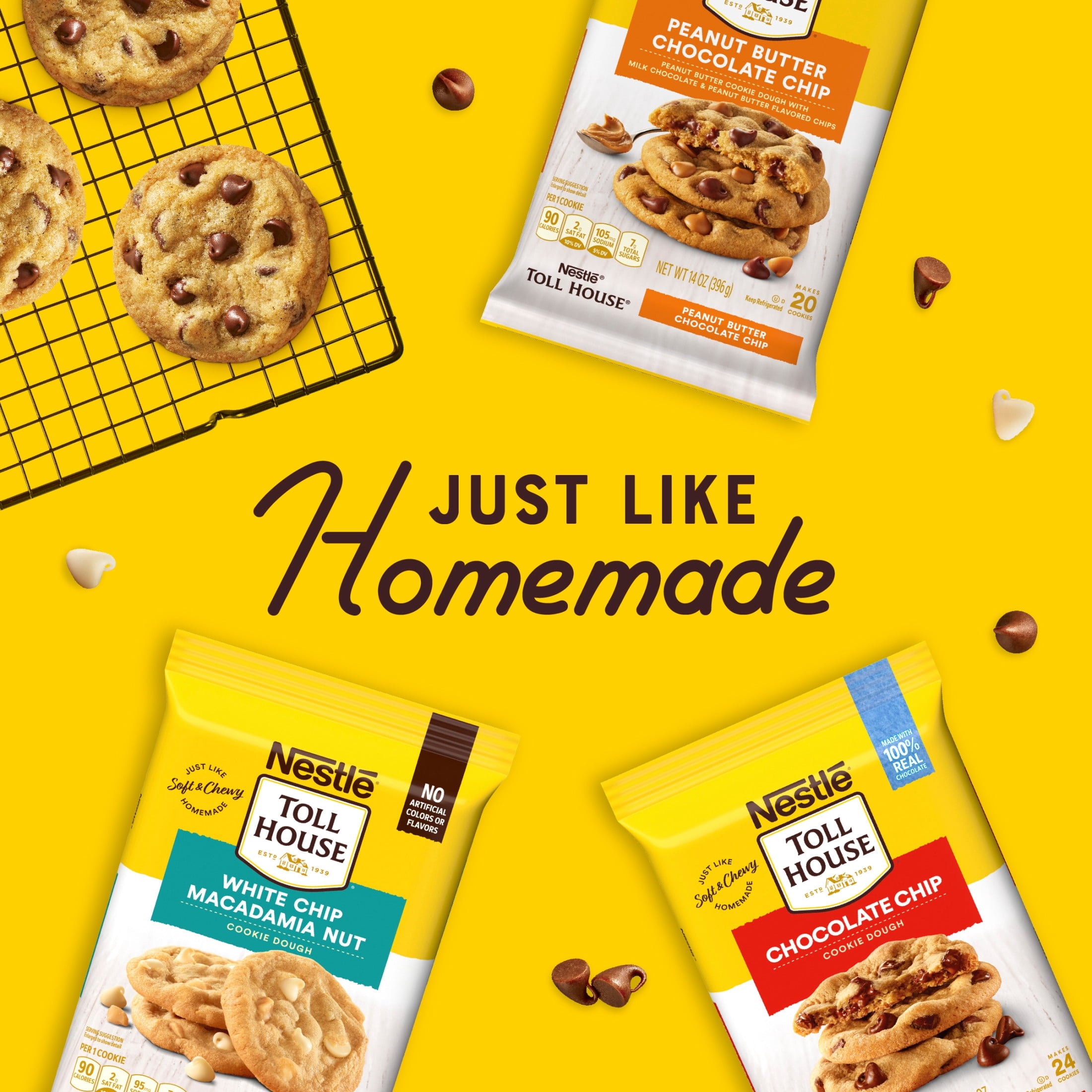 Nestle Toll House Chocolate Chip Cookie Dough, Makes 24 Cookies, 16.5 oz