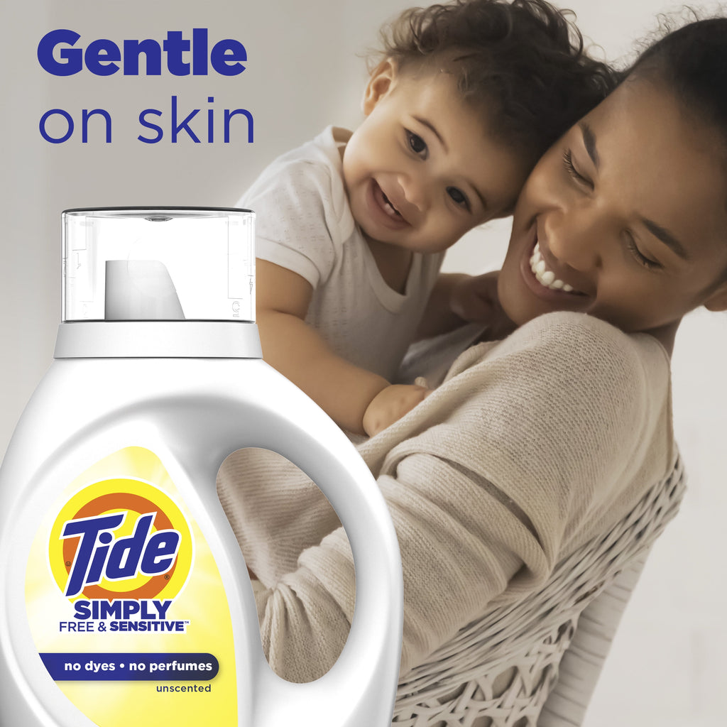 Tide Simply Liquid Laundry Detergent, Free & Sensitive, 32 fl oz, 24 Loads