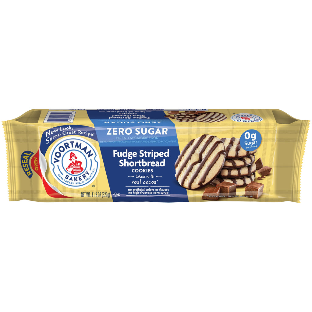 VOORTMAN Bakery Zero Sugar Fudge Striped Shortbread Cookies 11.3 oz