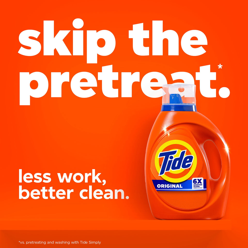 Tide Laundry Detergent Liquid with 6X Boosted Cleaning Power, Original Scent, 125 fl oz, 100 Loads