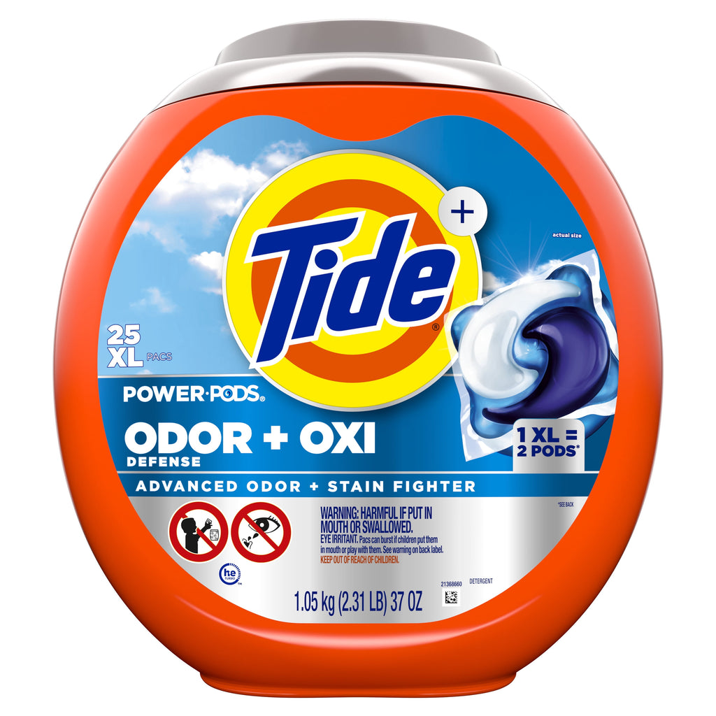 Tide Power PODS Laundry Detergent Soap Pacs with Odor Defense + Oxi, Original Scent, 57 Count