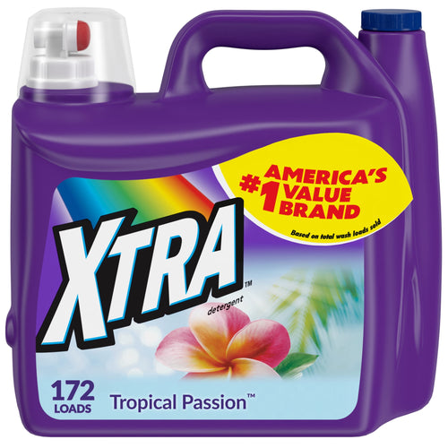 (4 pack) Xtra Tropical Passion, 172 Loads Liquid Laundry Detergent, 206.4 fl oz