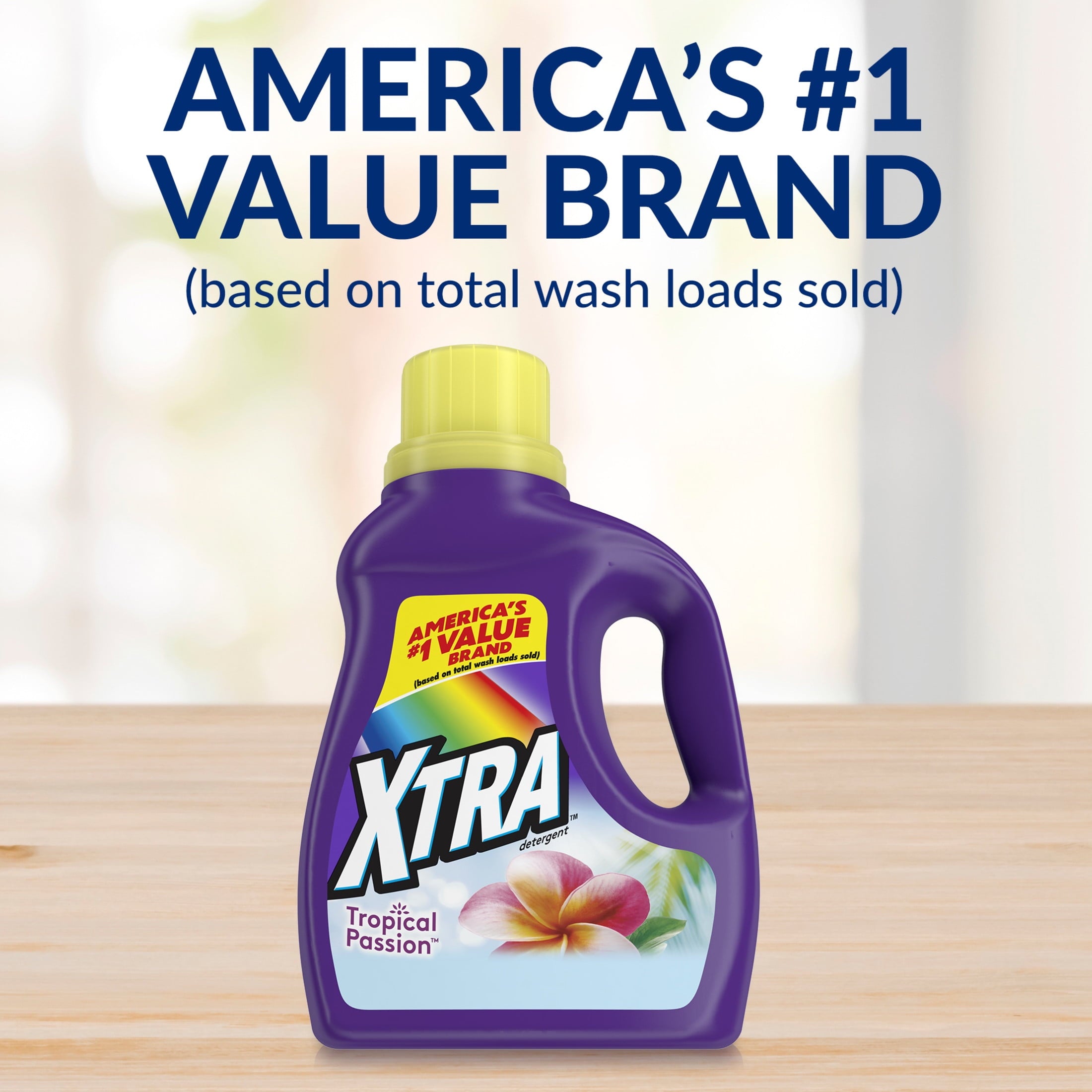 (4 pack) Xtra Tropical Passion, 172 Loads Liquid Laundry Detergent, 206.4 fl oz