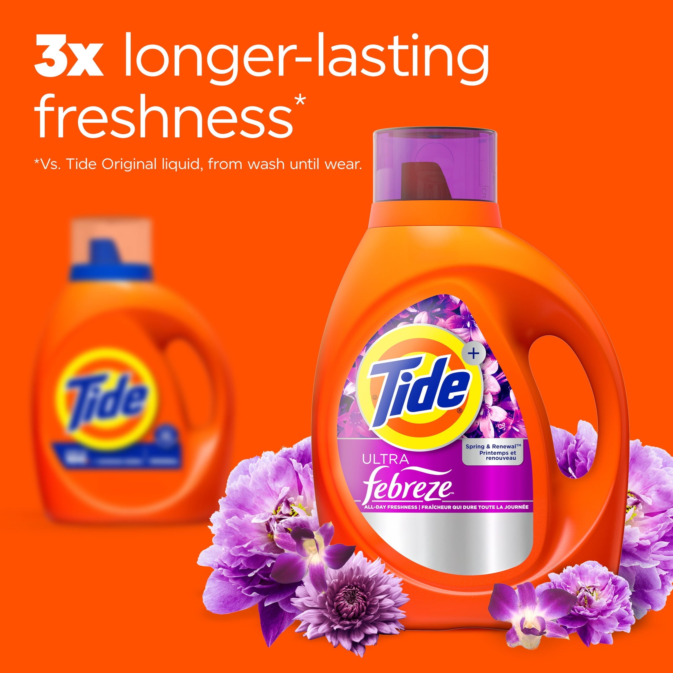 Tide Liquid Laundry Detergent, Ultra Febreze Spring and Renewal Scent, 92 fl oz, 65 Loads