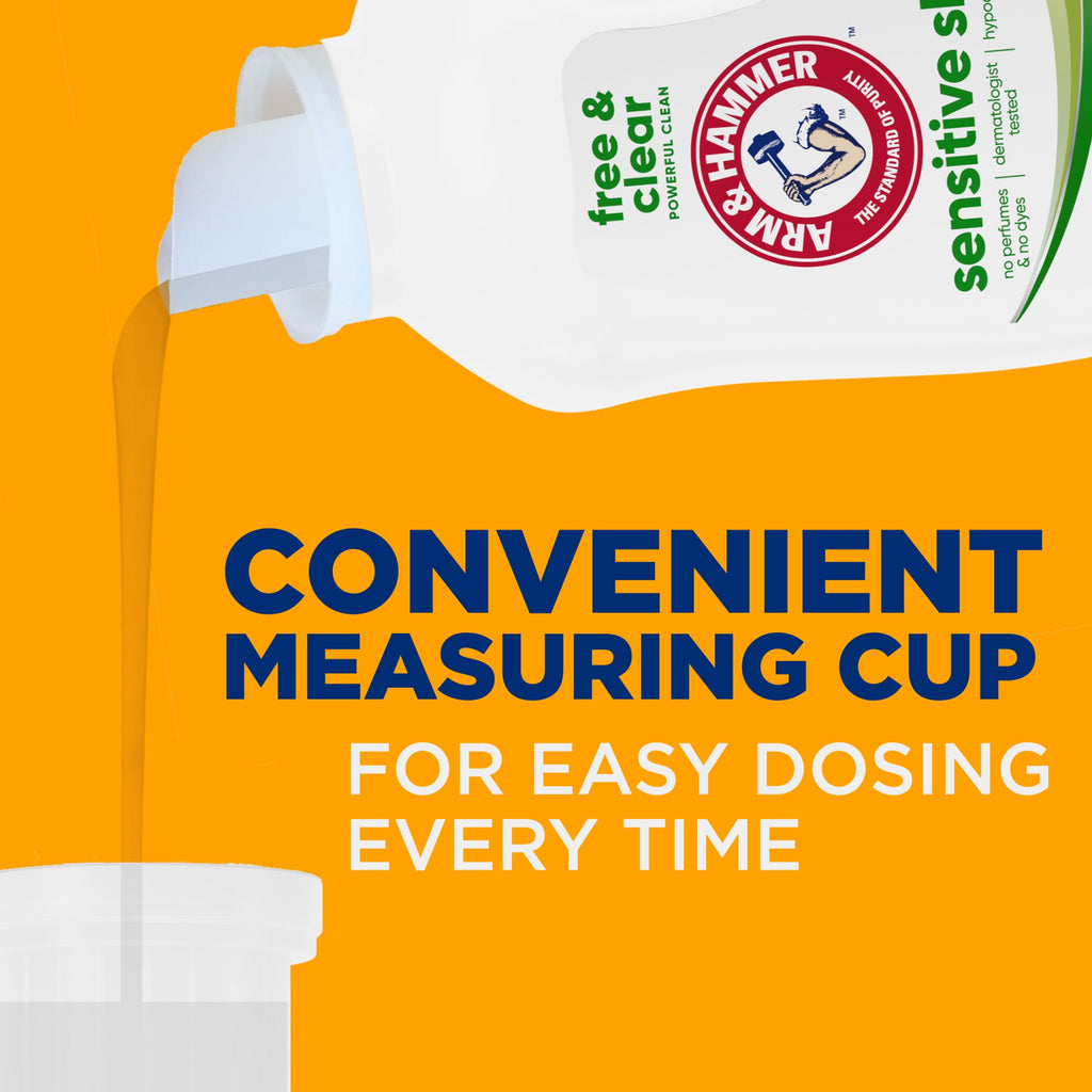 ARM & HAMMER Sensitive Skin Free & Clear Liquid Laundry Detergent Soap, 105 fl oz, 105 Loads