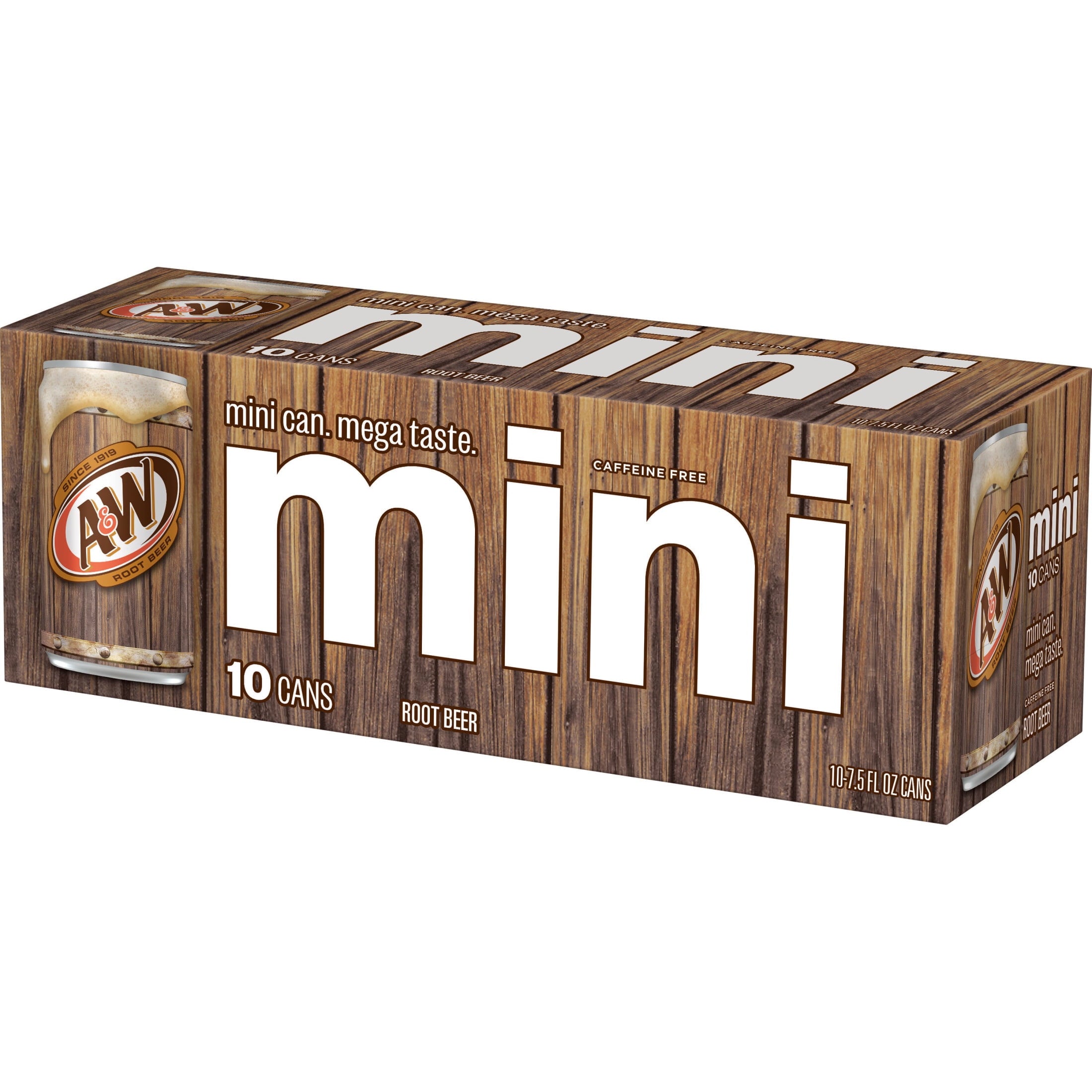A&W Root Beer Soda Pop, 7.5 fl oz, 10 Pack Cans