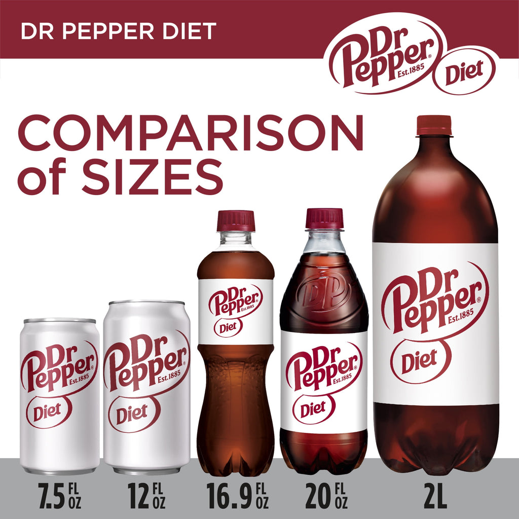 Diet Dr Pepper Soda Pop, 12 fl oz, 12 Pack Cans
