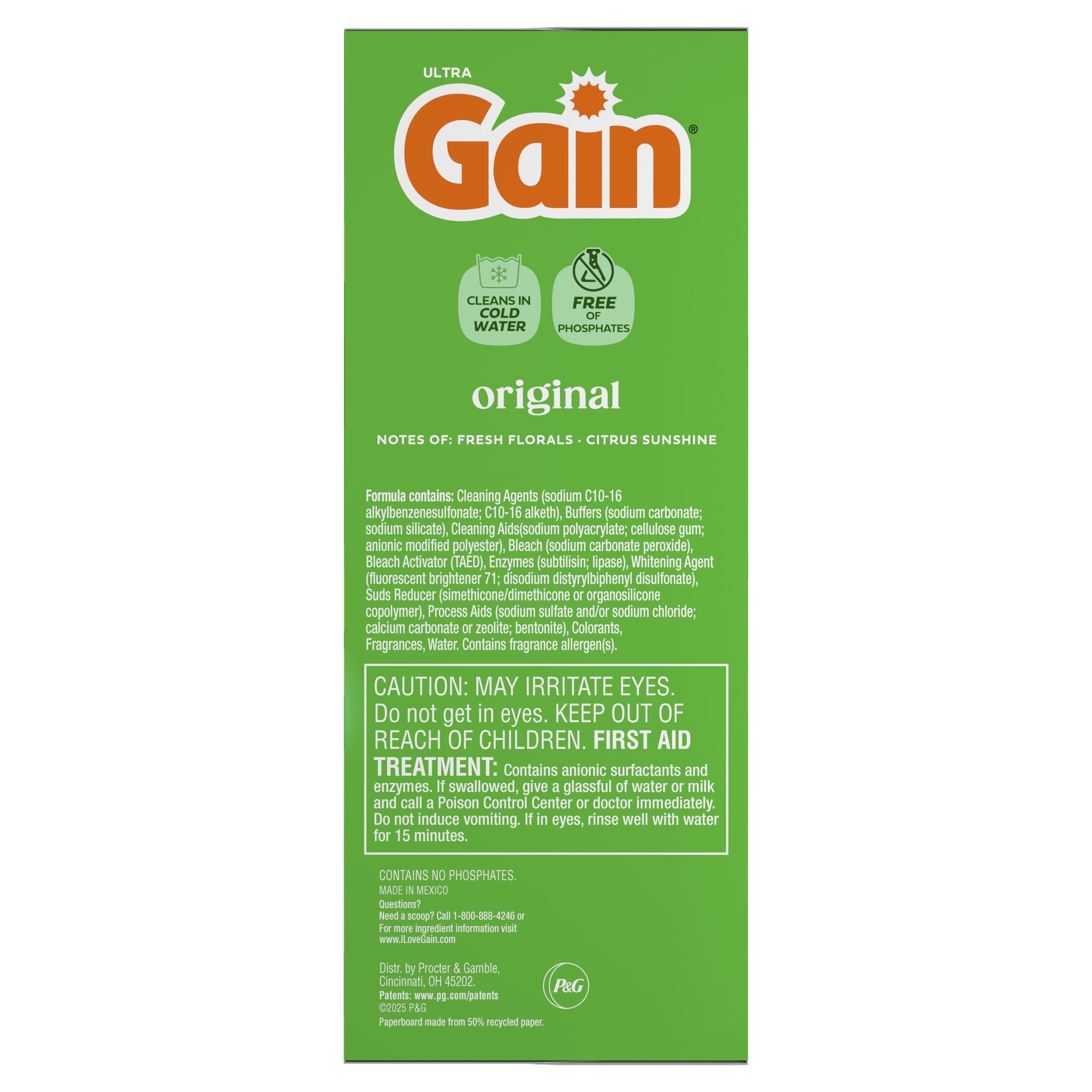 Gain Powder Laundry Detergent, Original Scent, 82 oz, 89 Loads
