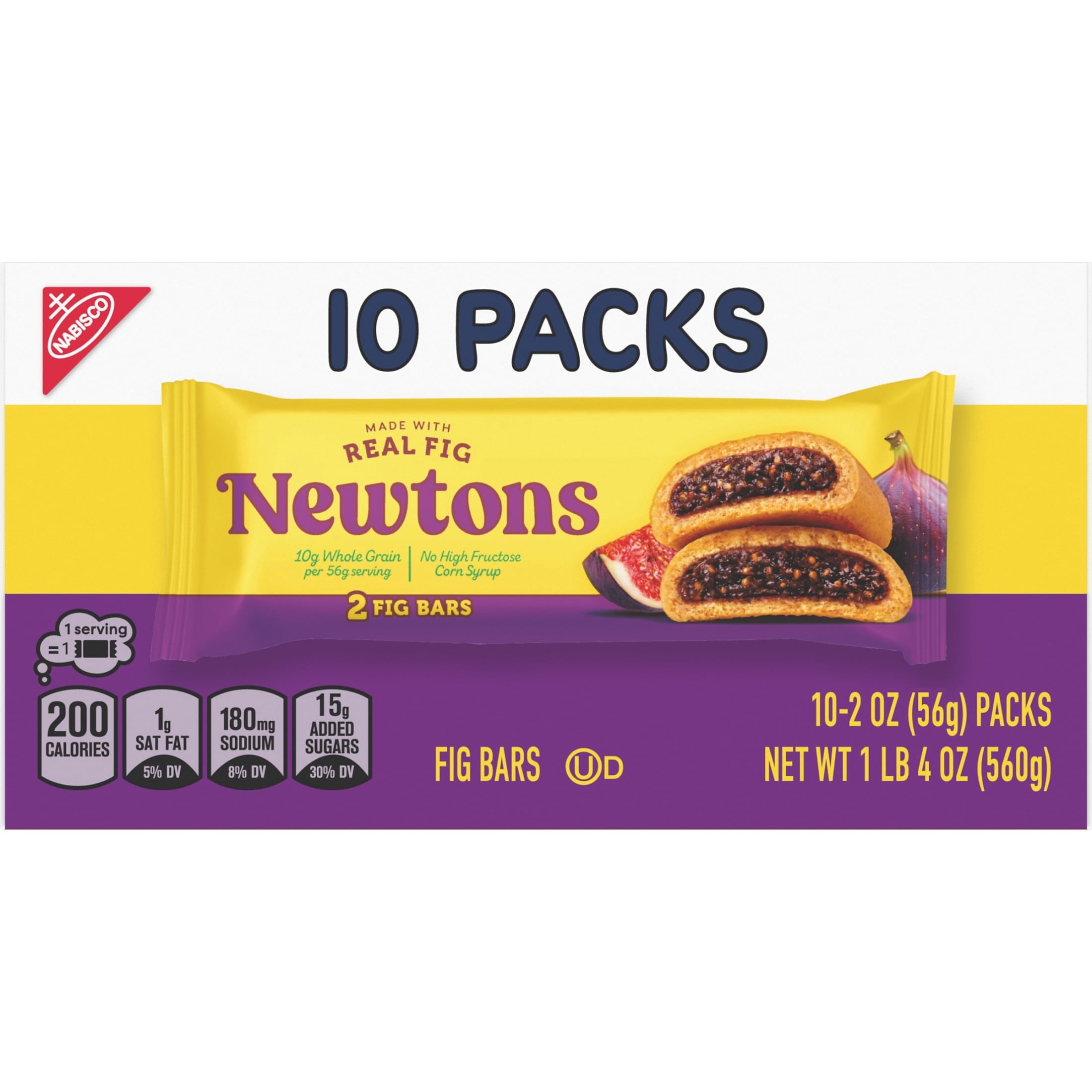 NEWTONS Soft Baked Real Fruit Fig Bars, Fig Cookies, 10 Snack Packs (2 Cookies Per Pack)