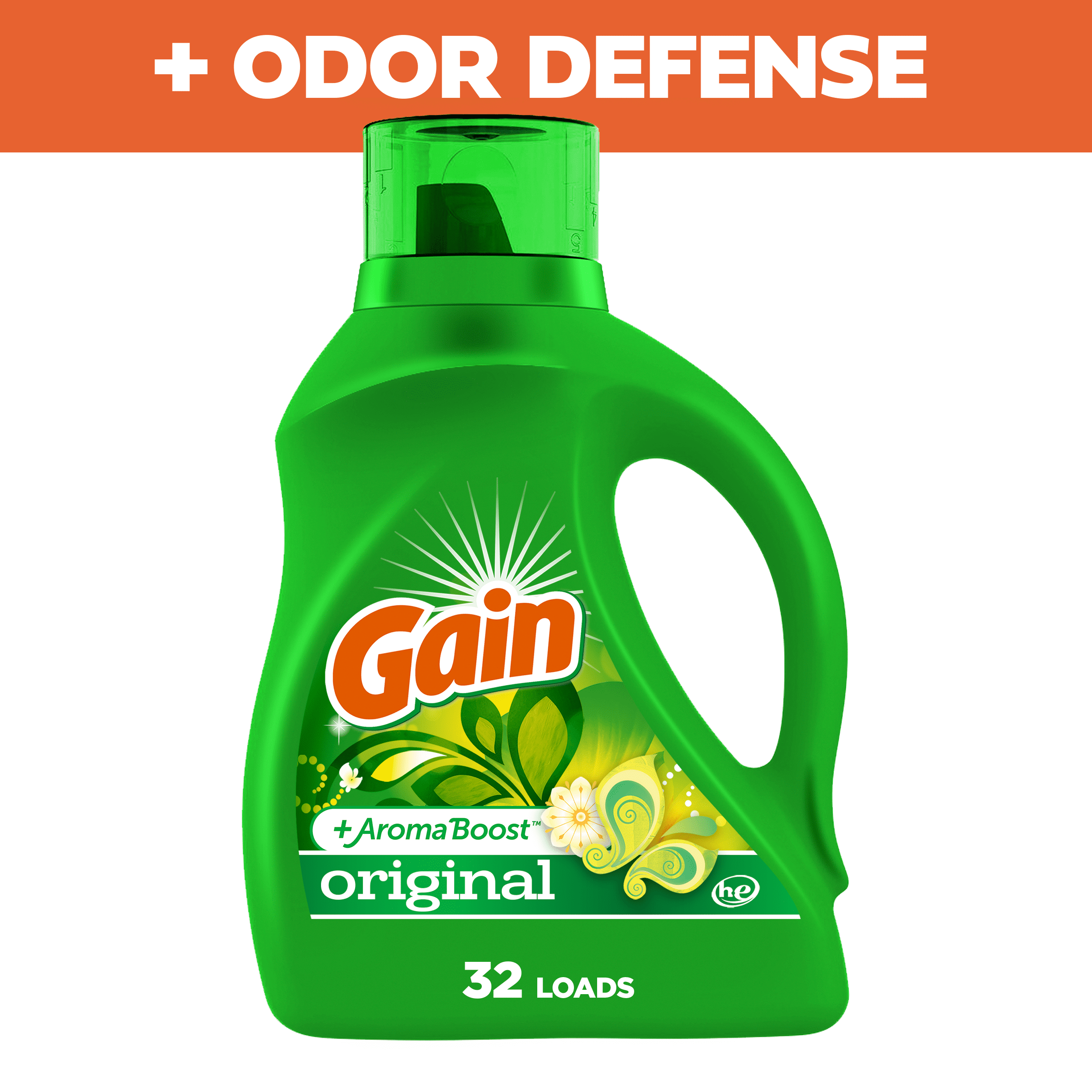 Gain Laundry Detergent Liquid with Odor Fighters, Original Scent, 88 fl oz, 61 Loads