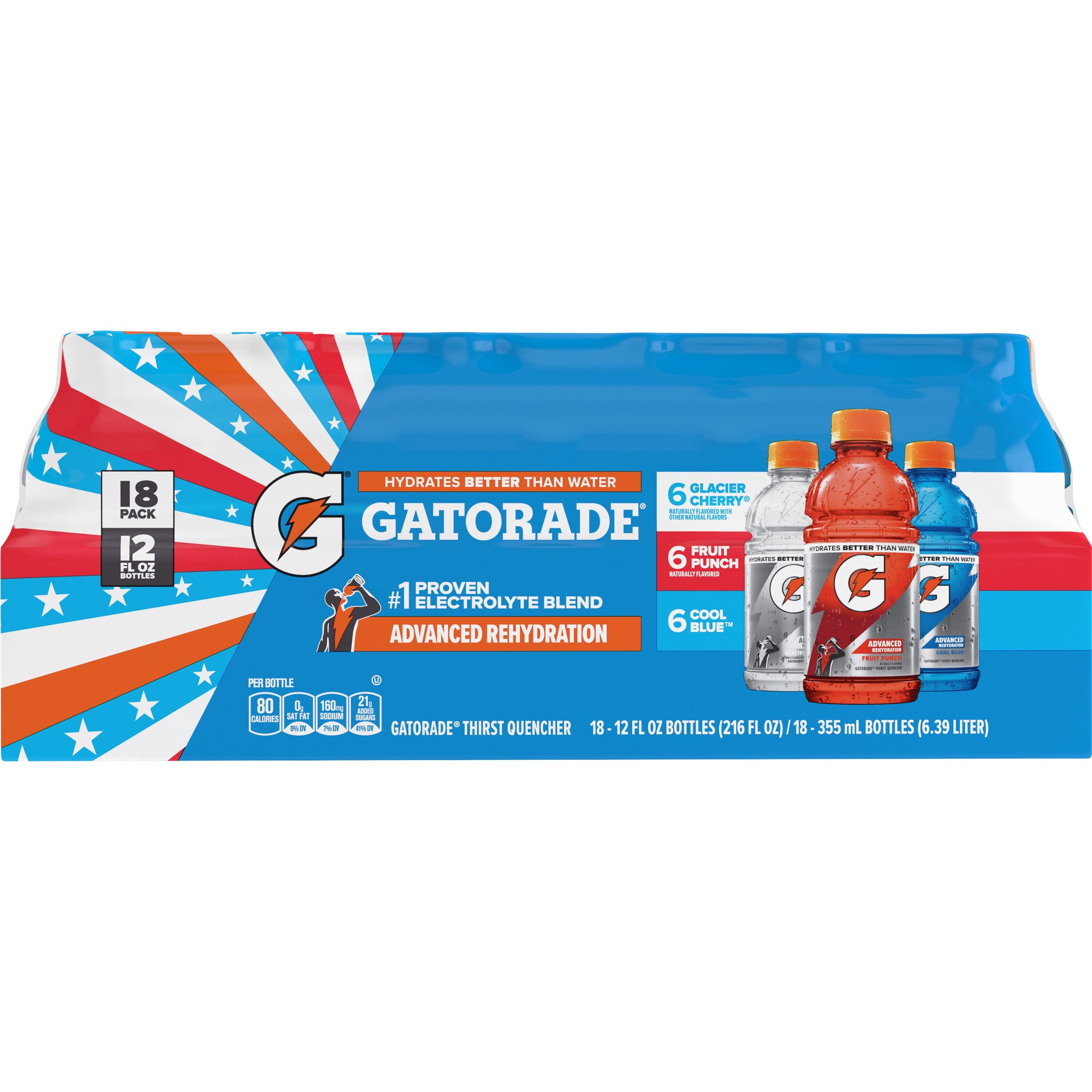 Gatorade Sports Drinks, Lemon Lime/Orange/Fruit Punch Variety Pack, 12 fl oz, 18 Count Bottles