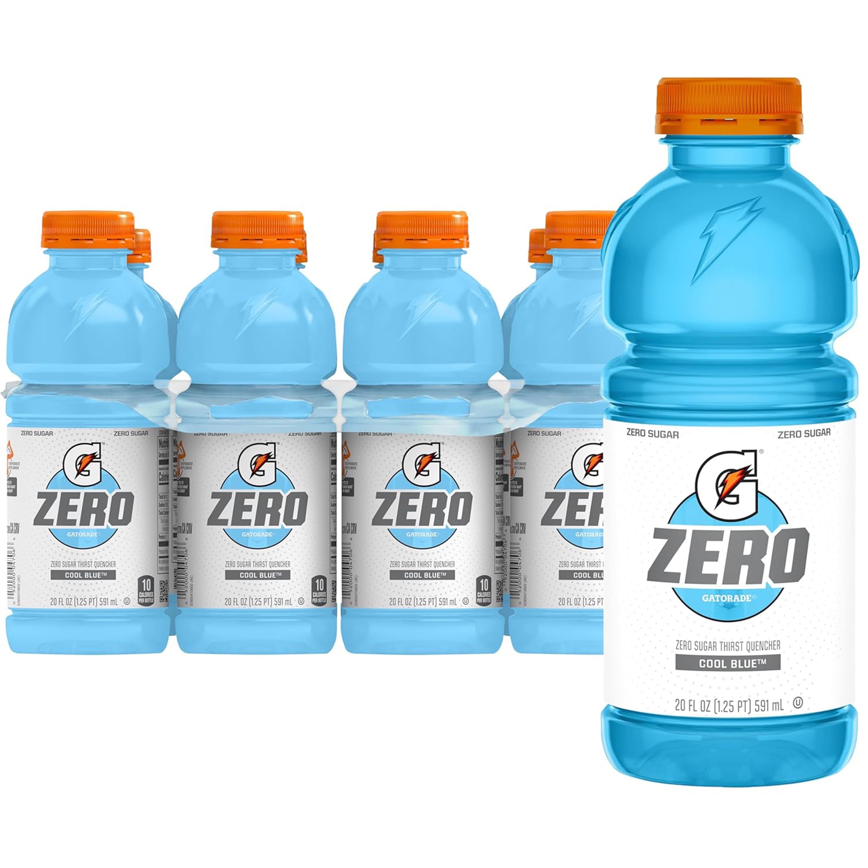 Gatorade Zero Sugar Thirst Quencher Glacier Cherry Sports Drinks, 20 fl oz, 8 Count Bottles