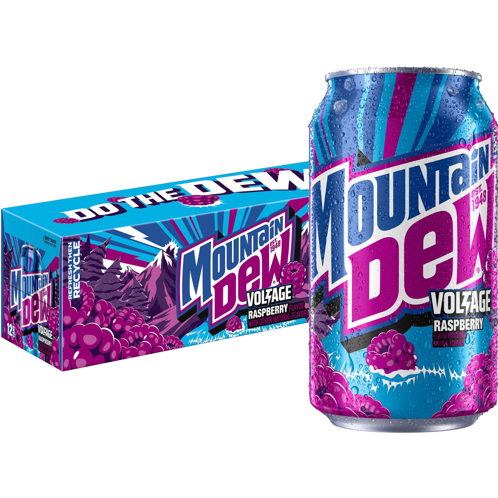 Mountain Dew Voltage Raspberry Citrus Flavor and Ginseng Soda, 12 fl oz, 12 Count