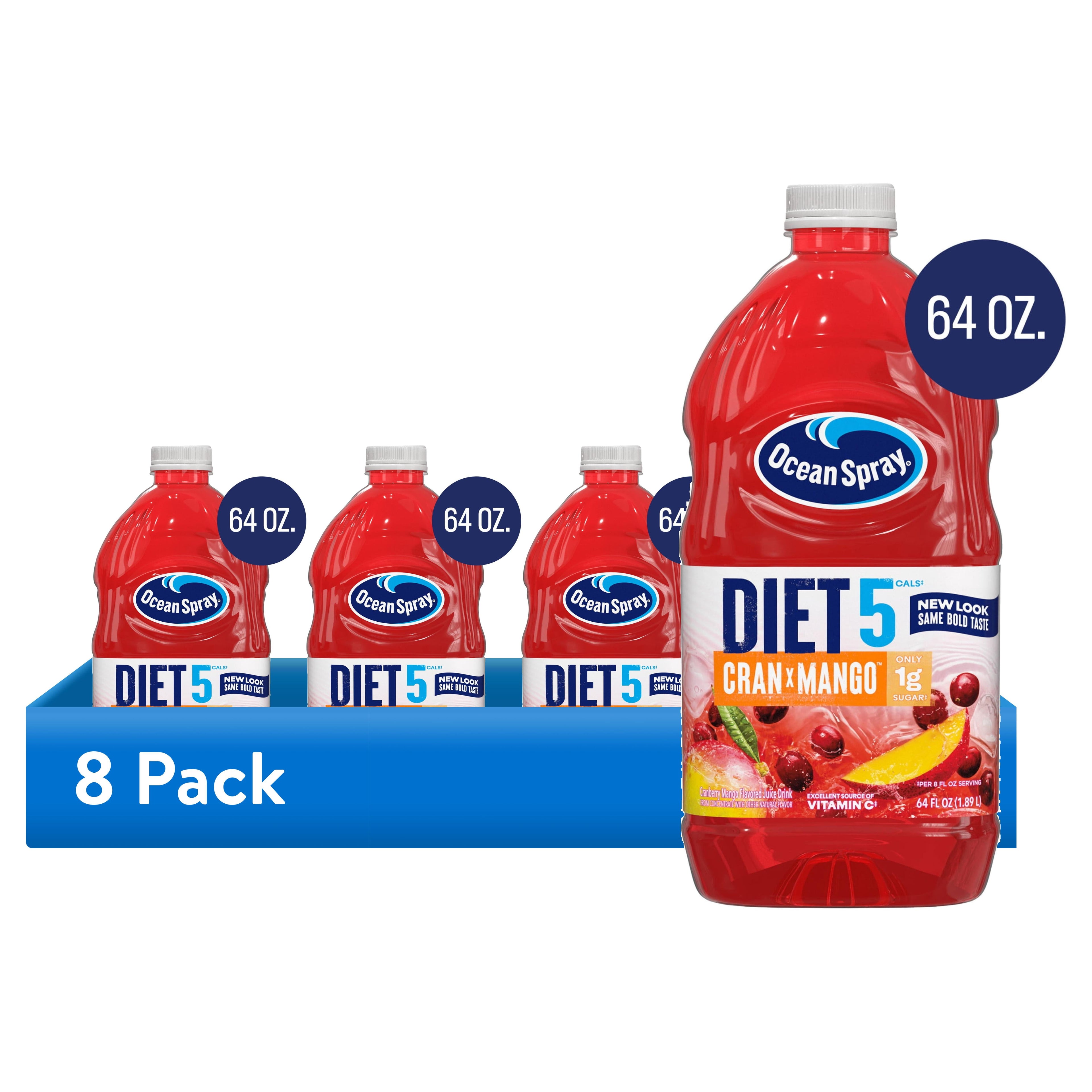 (8 pack) Ocean Spray® Diet Cran-Mango™ Cranberry Mango Juice Drink, 64 fl oz Bottle