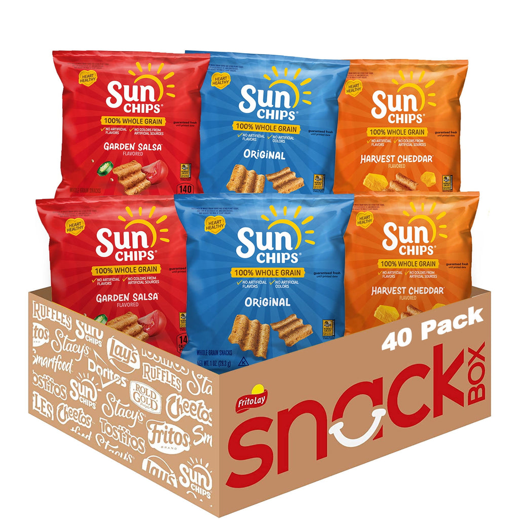 SunChips Multigrain Chips Variety Pack, 1 oz Bags, 40 Count (Assortment May Vary)
