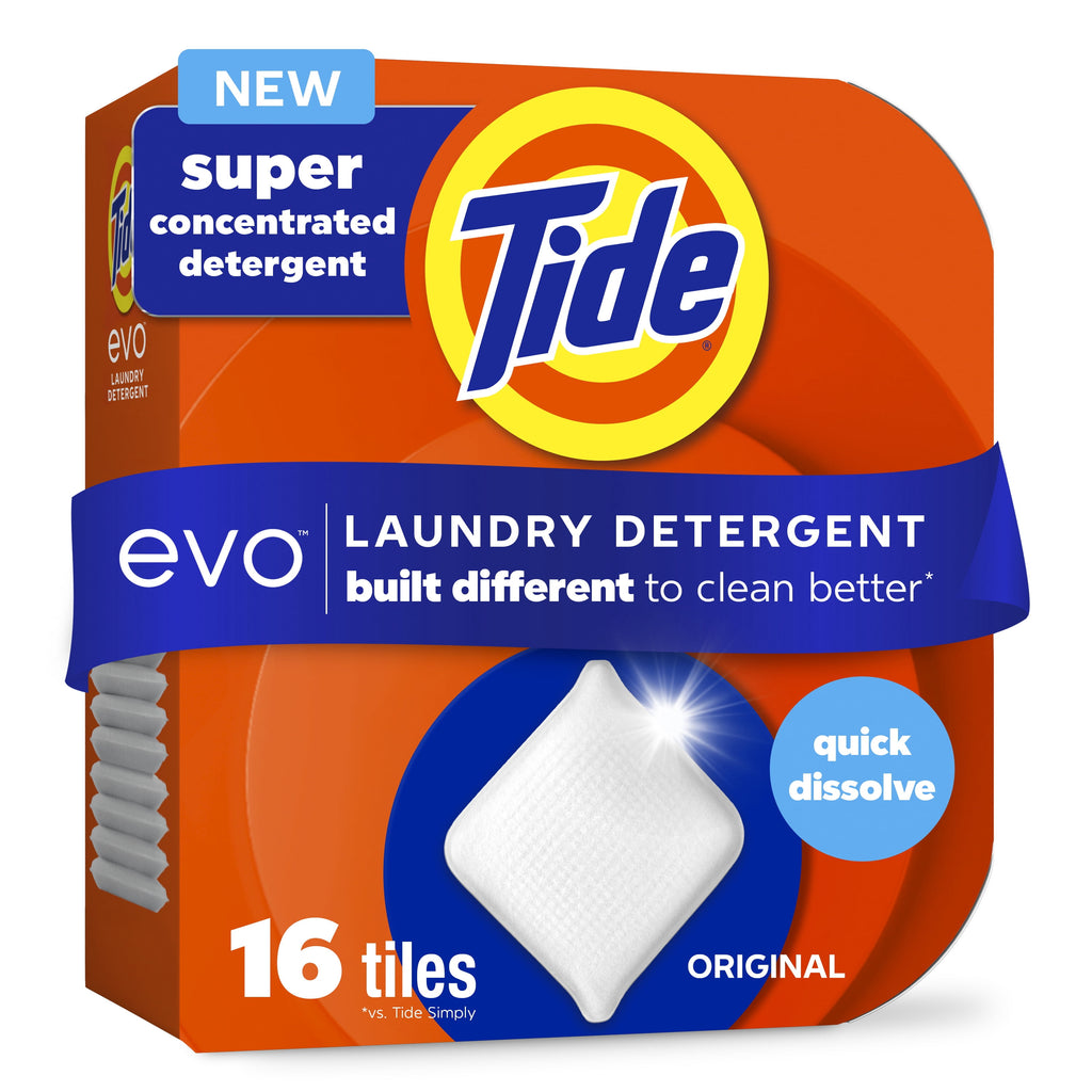 Tide evo Laundry Detergent Tiles, 100% Concentrated, Original Tide Scent, 16 Count