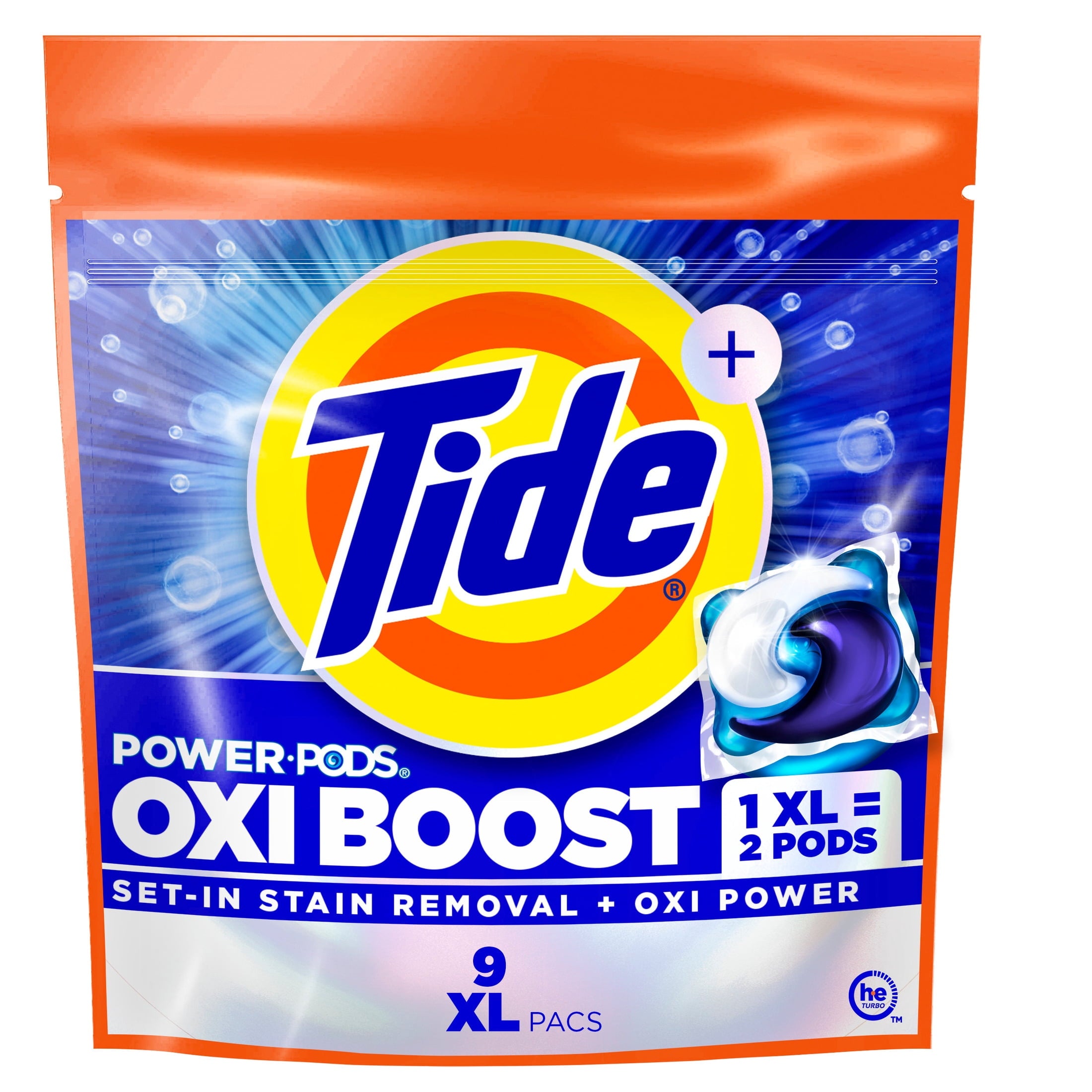 Tide PODS Laundry Detergent Pacs, Oxi Boost Power PODS with Stain Remover and Oxi Power, 45 count