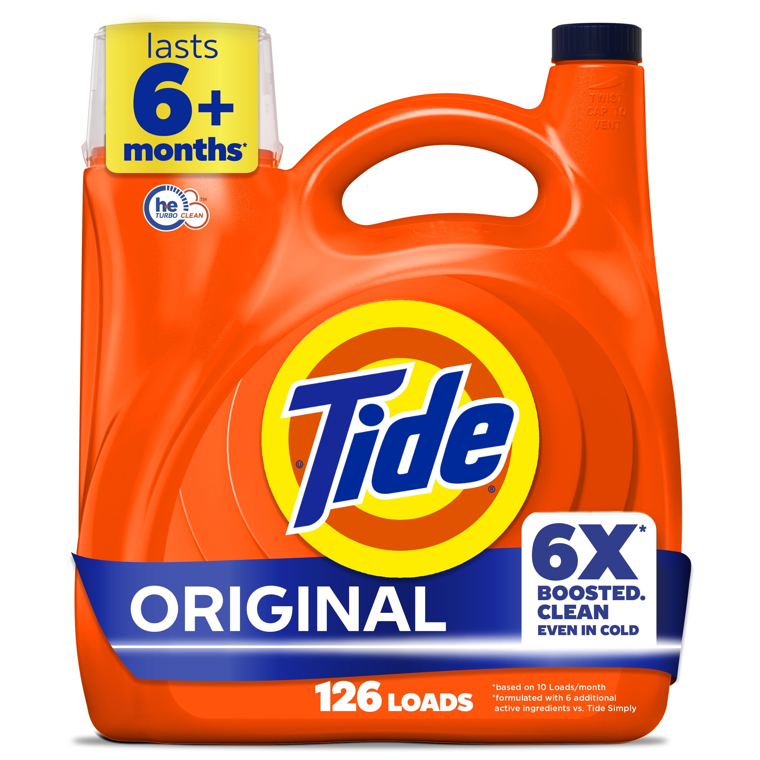Tide Laundry Detergent Liquid with 6X Boosted Cleaning Power, Original Scent, 125 fl oz, 100 Loads