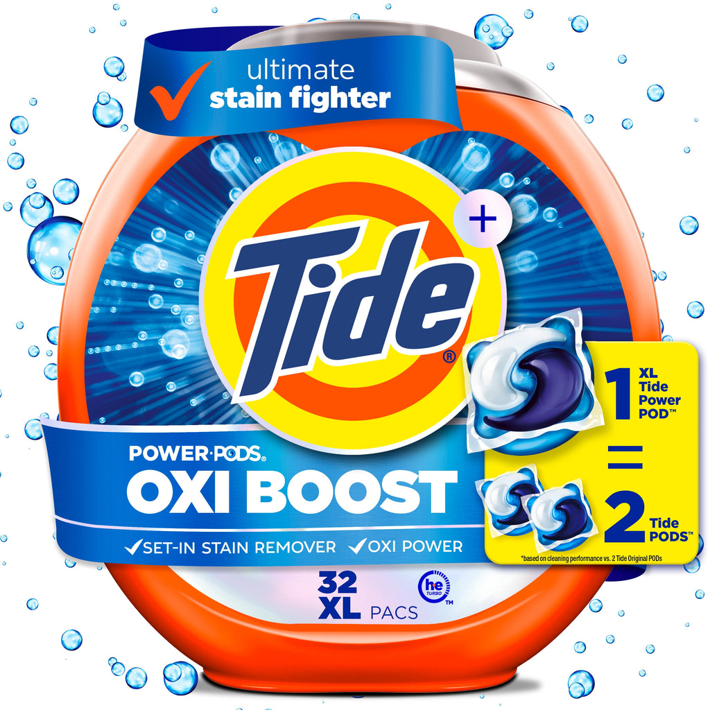 Tide PODS Laundry Detergent Pacs, Oxi Boost Power PODS with Stain Remover and Oxi Power, 45 count