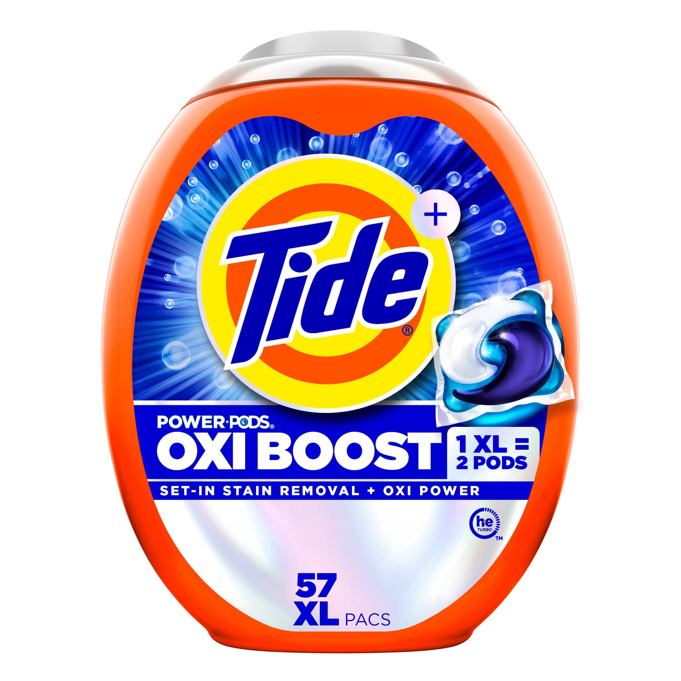 Tide PODS Laundry Detergent Pacs, Oxi Boost Power PODS with Stain Remover and Oxi Power, 45 count
