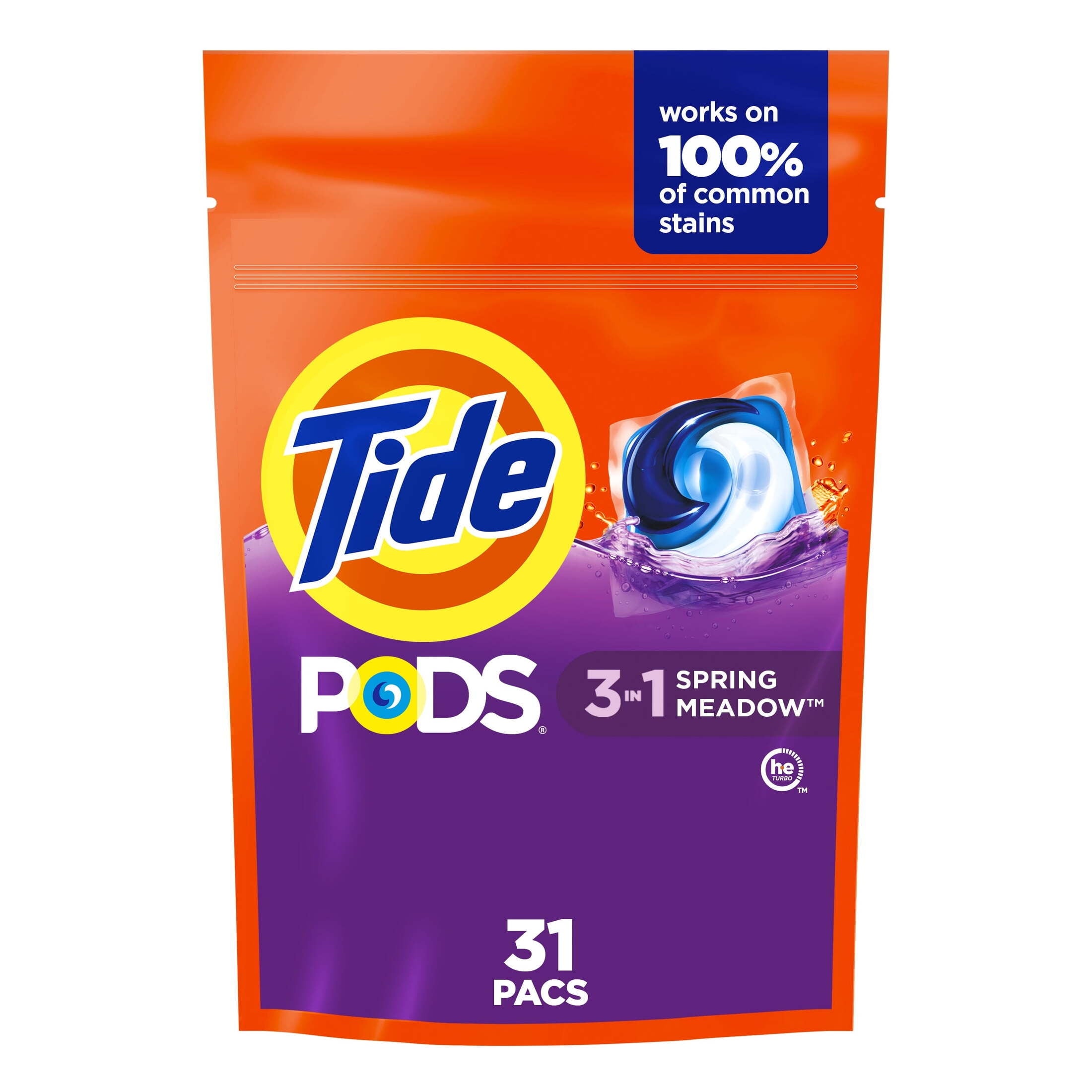 Tide PODS Liquid Laundry Detergent Packs, Spring Meadow Scent, 31 Count