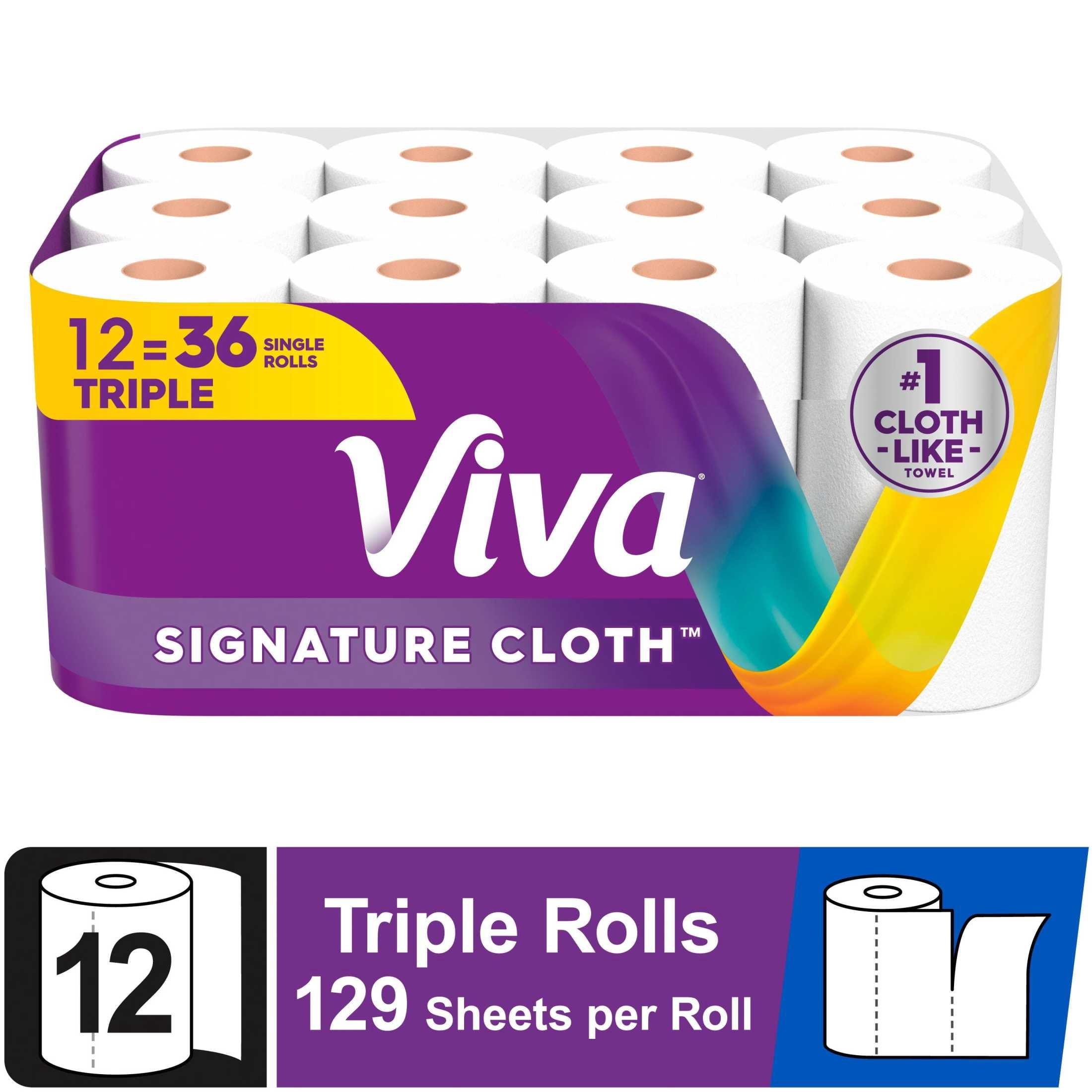 Viva Signature Cloth Paper Towels, 2 Triple Rolls, 129 Sheets per Roll