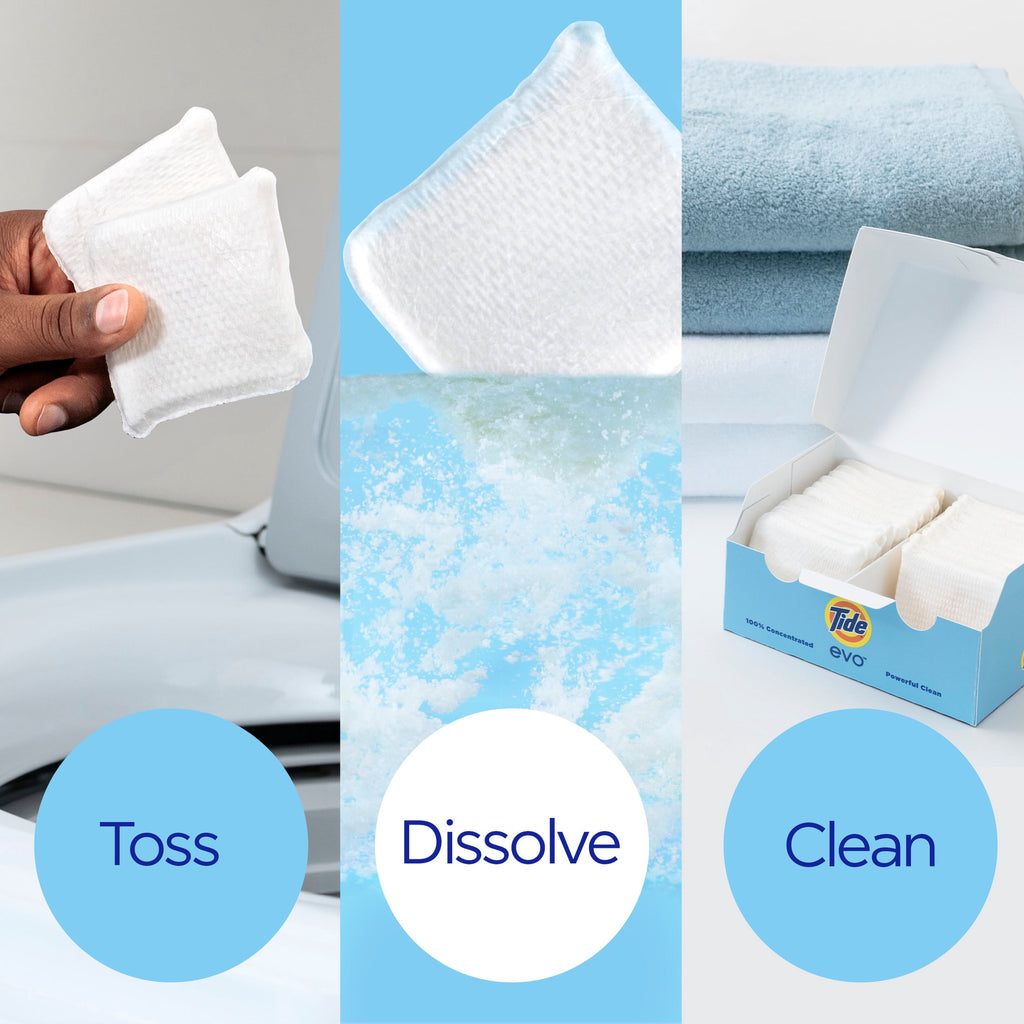 Tide evo Laundry Detergent Tiles, Free & Gentle, Hypoallergenic, Unscented, 40 Count