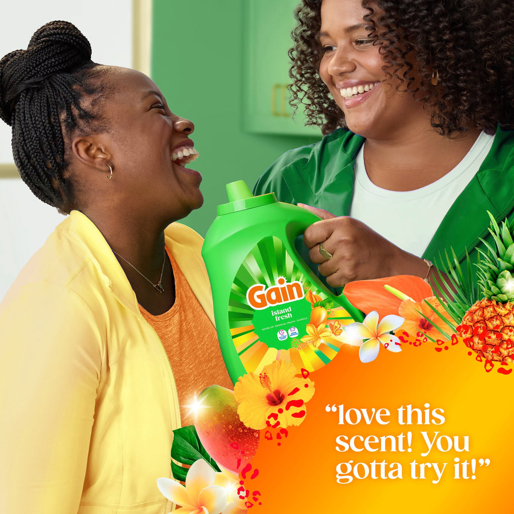 Gain Laundry Detergent Liquid, Now with Odor Defense, Island Fresh Scent, 81 fl oz, 61 Loads