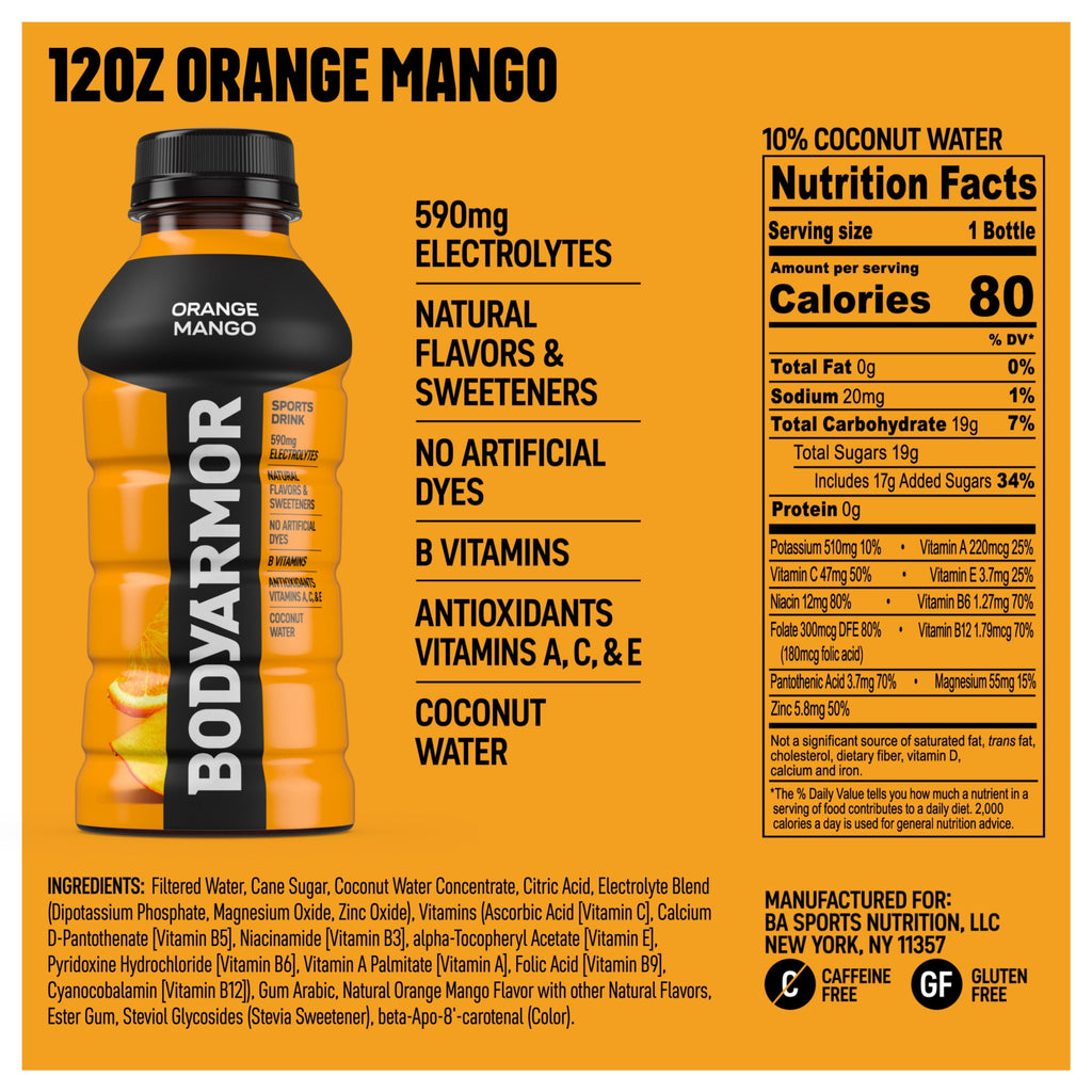 BODYARMOR Strawberry Banana Sports Drink Bottles, 12 fl oz, 8 Pack