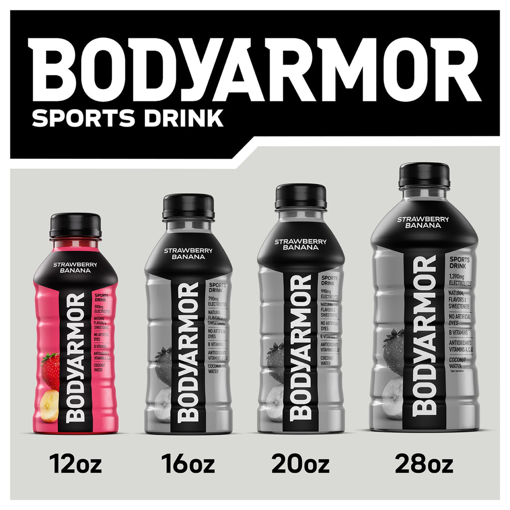 BODYARMOR Strawberry Banana Sports Drink Bottles, 12 fl oz, 8 Pack