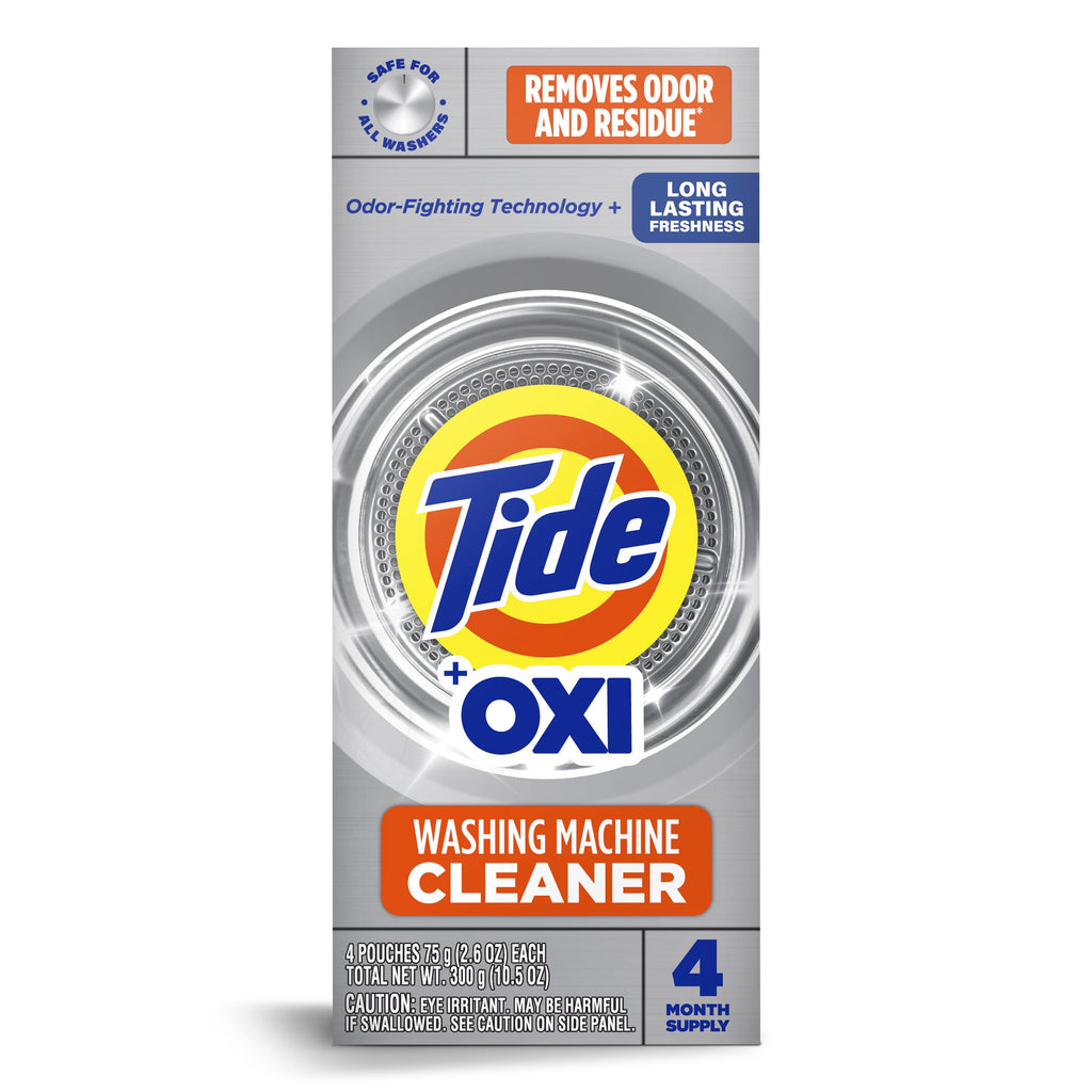 Tide Washing Machine Cleaner with Oxi Powder, Odor Eliminator and Washer Residue Remover, 4 Count
