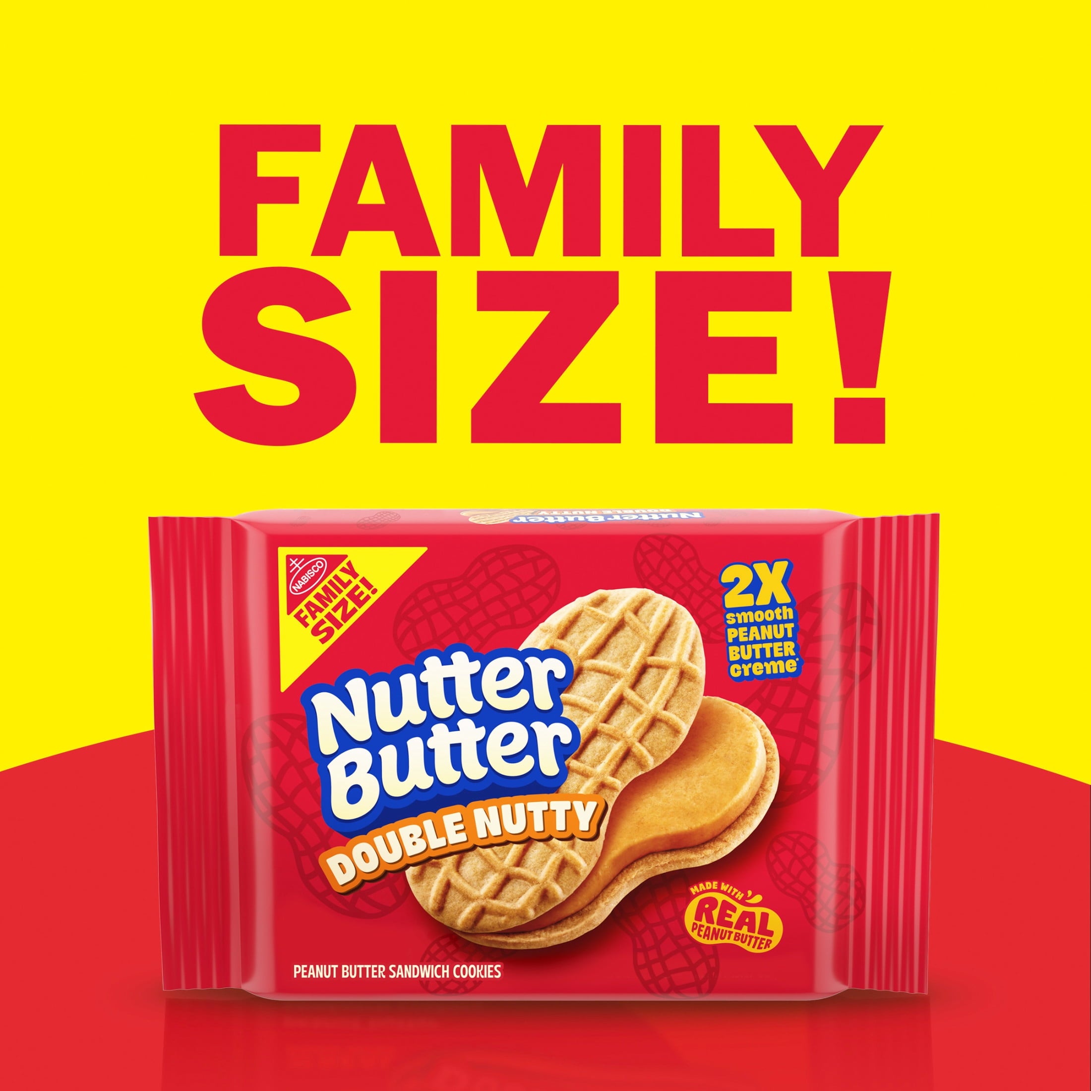 NUTTER BUTTER Double Nutty Peanut Butter Sandwich Cookies, Family Size, 15.27 oz