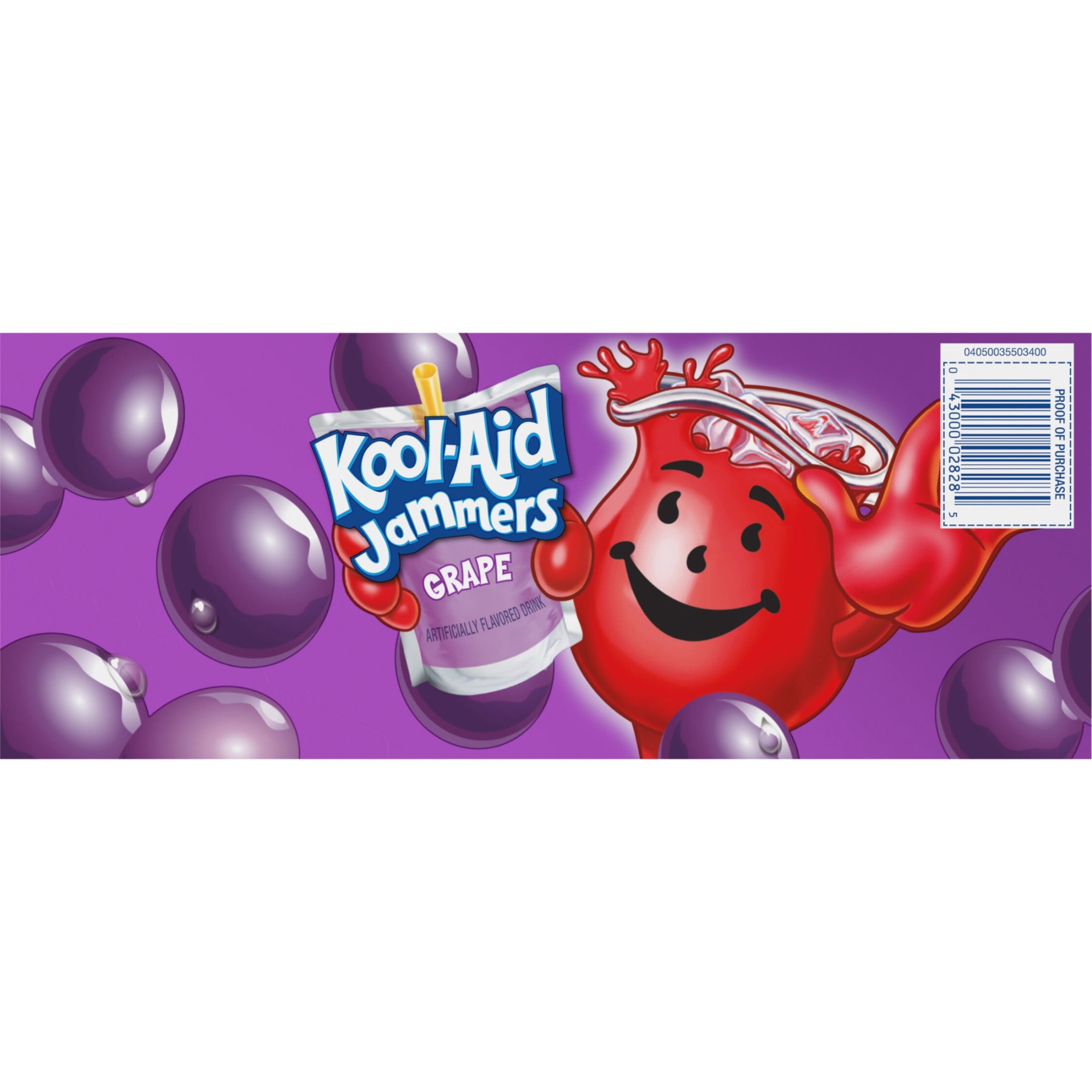 Kool-Aid Jammers Artificially Flavored Drink, 10 Pouches, for School Lunches and On-the-Go Hydration, Grape Flavor, Excellent Source of Vitamin C, 6 fl oz