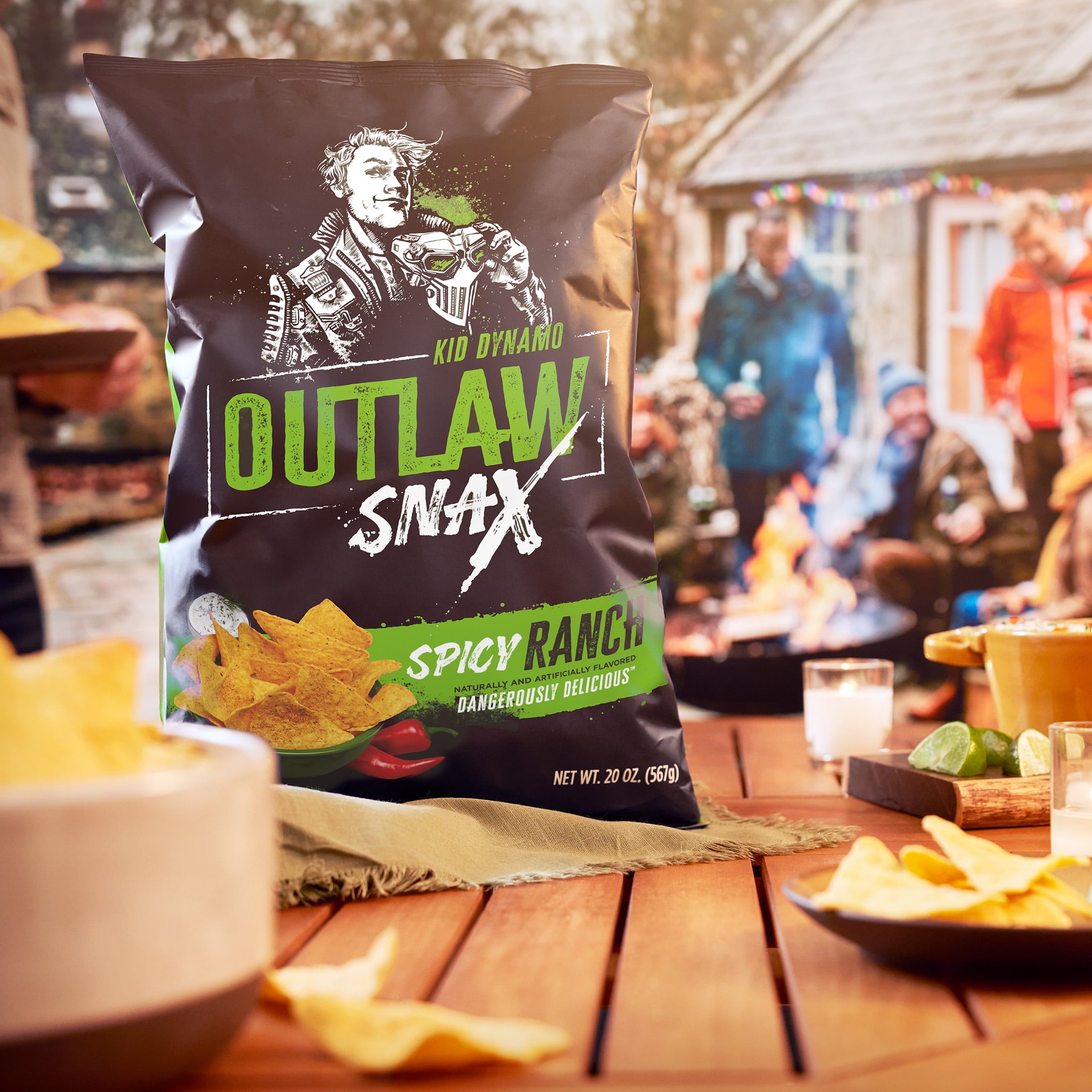 Outlaw Snax Spicy Ranch Flavored Tortilla Chips 10oz Family Size Bag