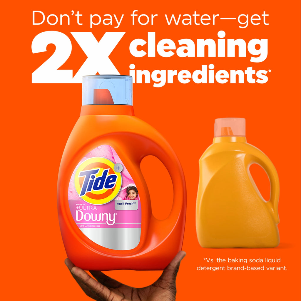 (6 pack) Tide Laundry Detergent Liquid Plus a Boost of Ultra Downy, April Fresh Scent, 27 fl oz, 19 Loads