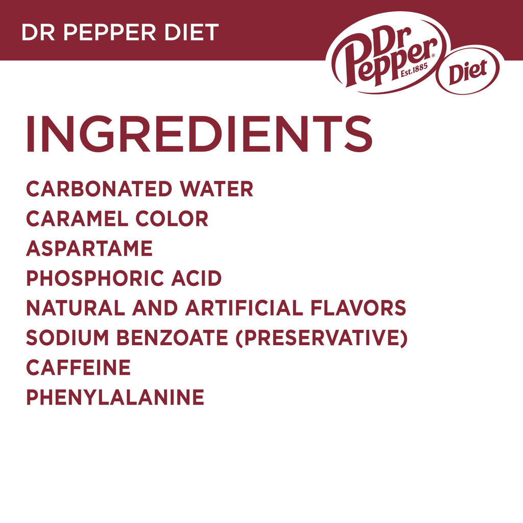 Diet Dr Pepper Soda Pop, 12 fl oz, 24 Pack Cans