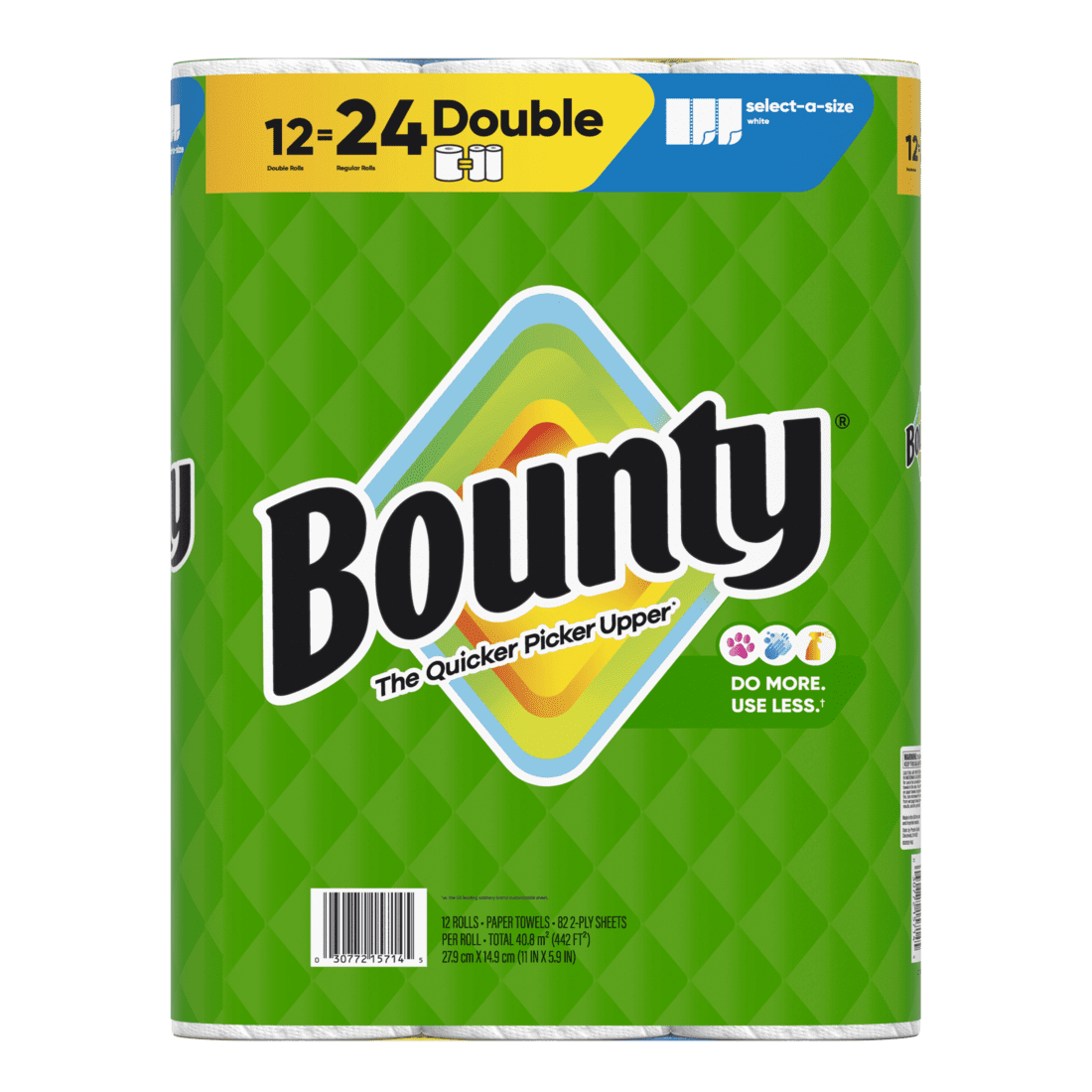 Bounty Paper Towels Select-A-Size White, 12 Double Rolls, 82 Sheets Per Roll